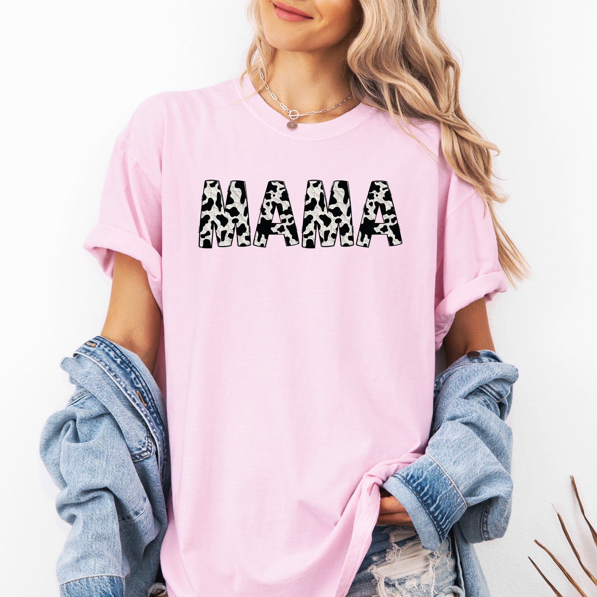Mama Cow Print Vintage Mother's Day Classic Animal Print Timeless Everyday Wear Comfort Colors Tee