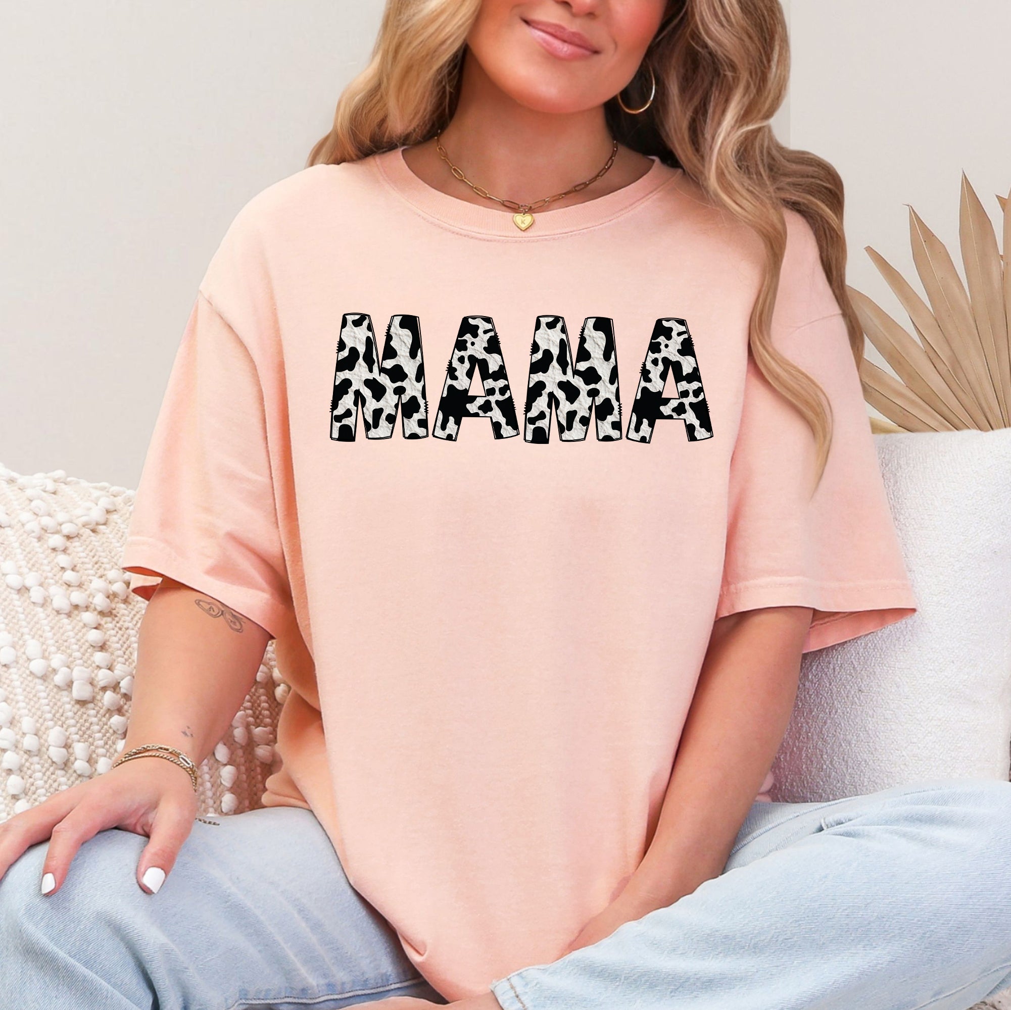 Mama Cow Print Vintage Mother's Day Classic Animal Print Timeless Everyday Wear Comfort Colors Tee