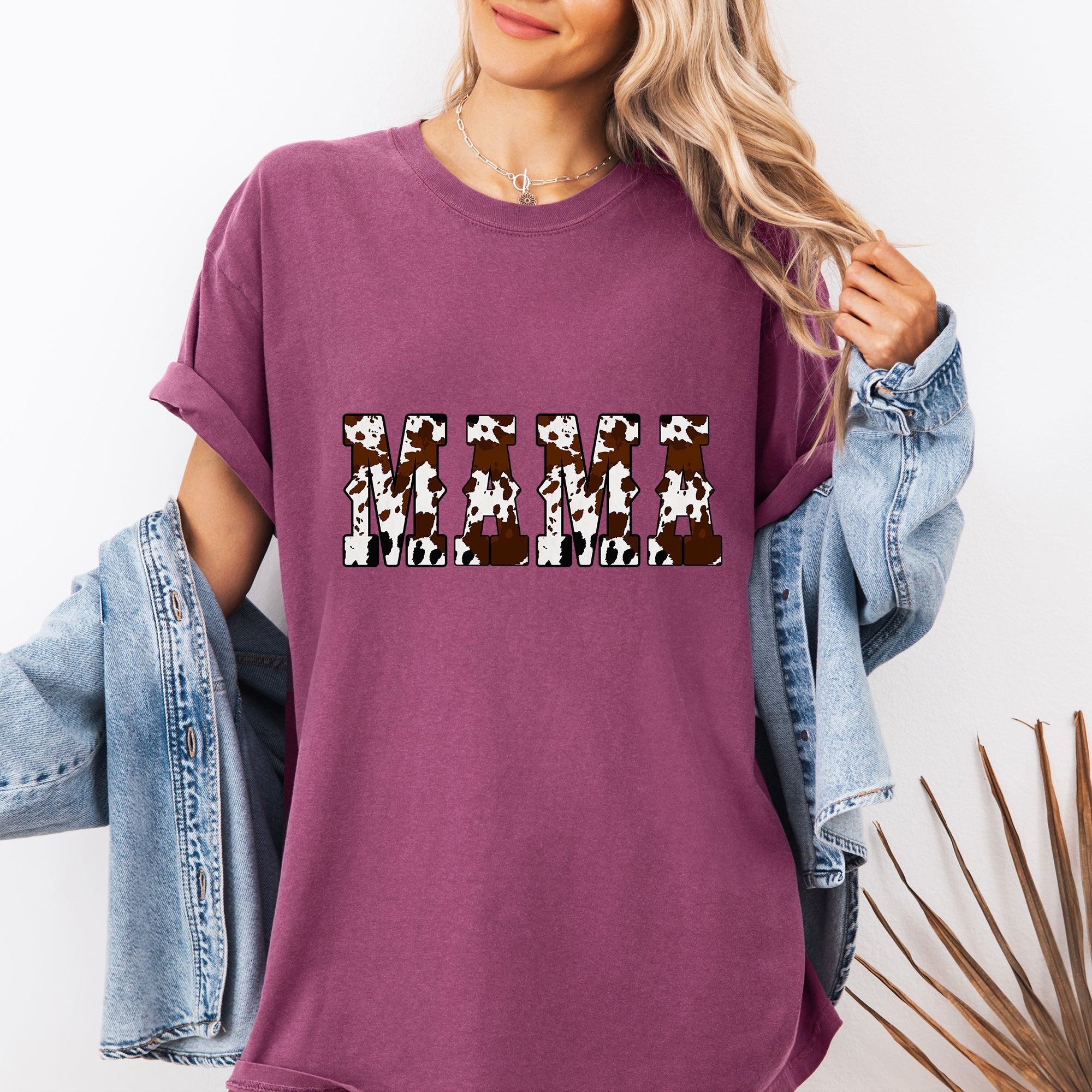 Mama Cow Print Western Country Varsity Retro Vintage Classic Edition Comfort Colors Tee