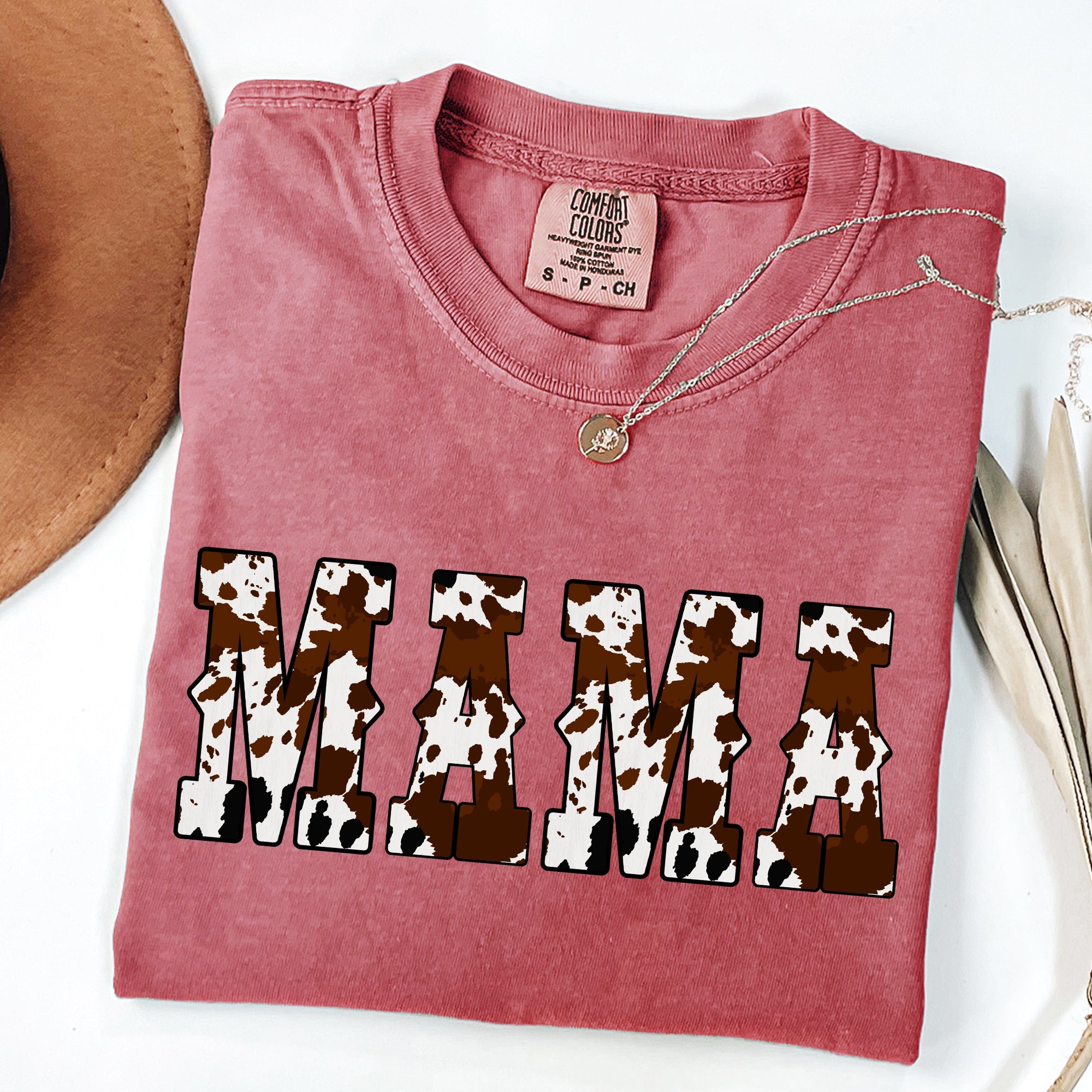Mama Cow Print Western Country Varsity Retro Vintage Classic Edition Comfort Colors Tee