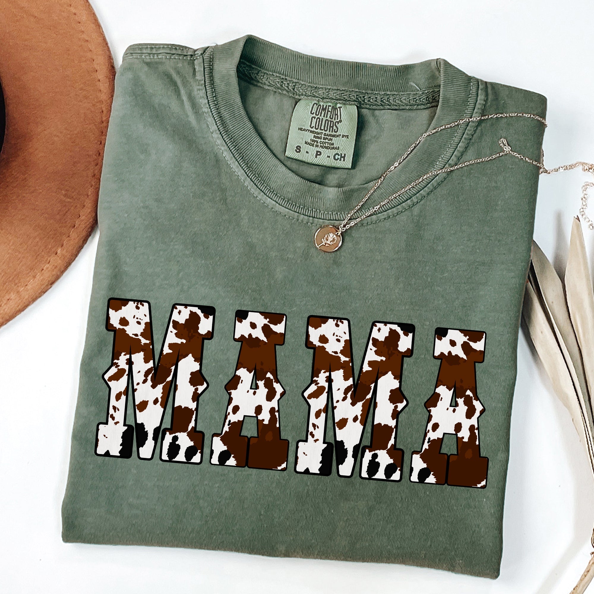 Mama Cow Print Western Country Varsity Retro Vintage Classic Edition Comfort Colors Tee