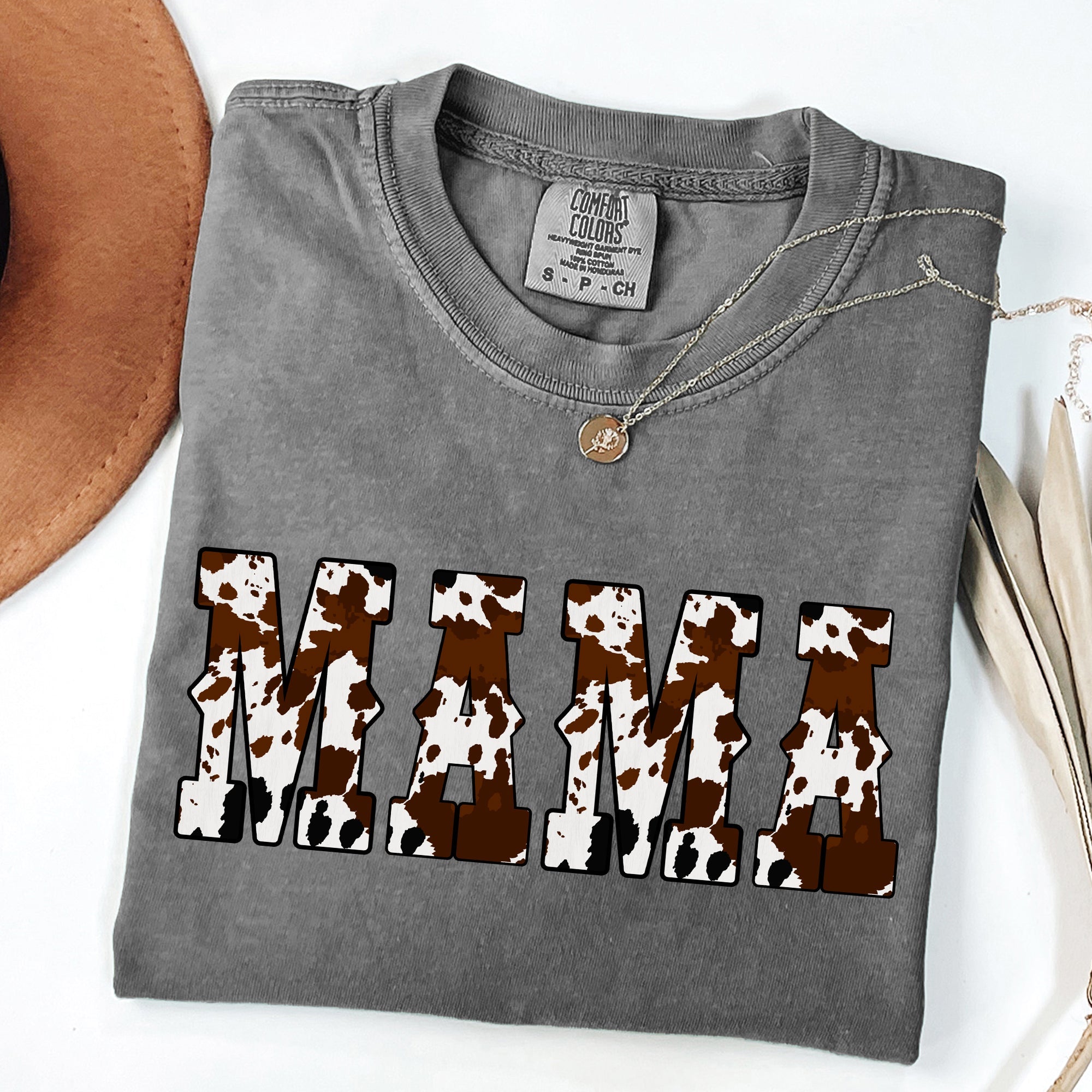 Mama Cow Print Western Country Varsity Retro Vintage Classic Edition Comfort Colors Tee