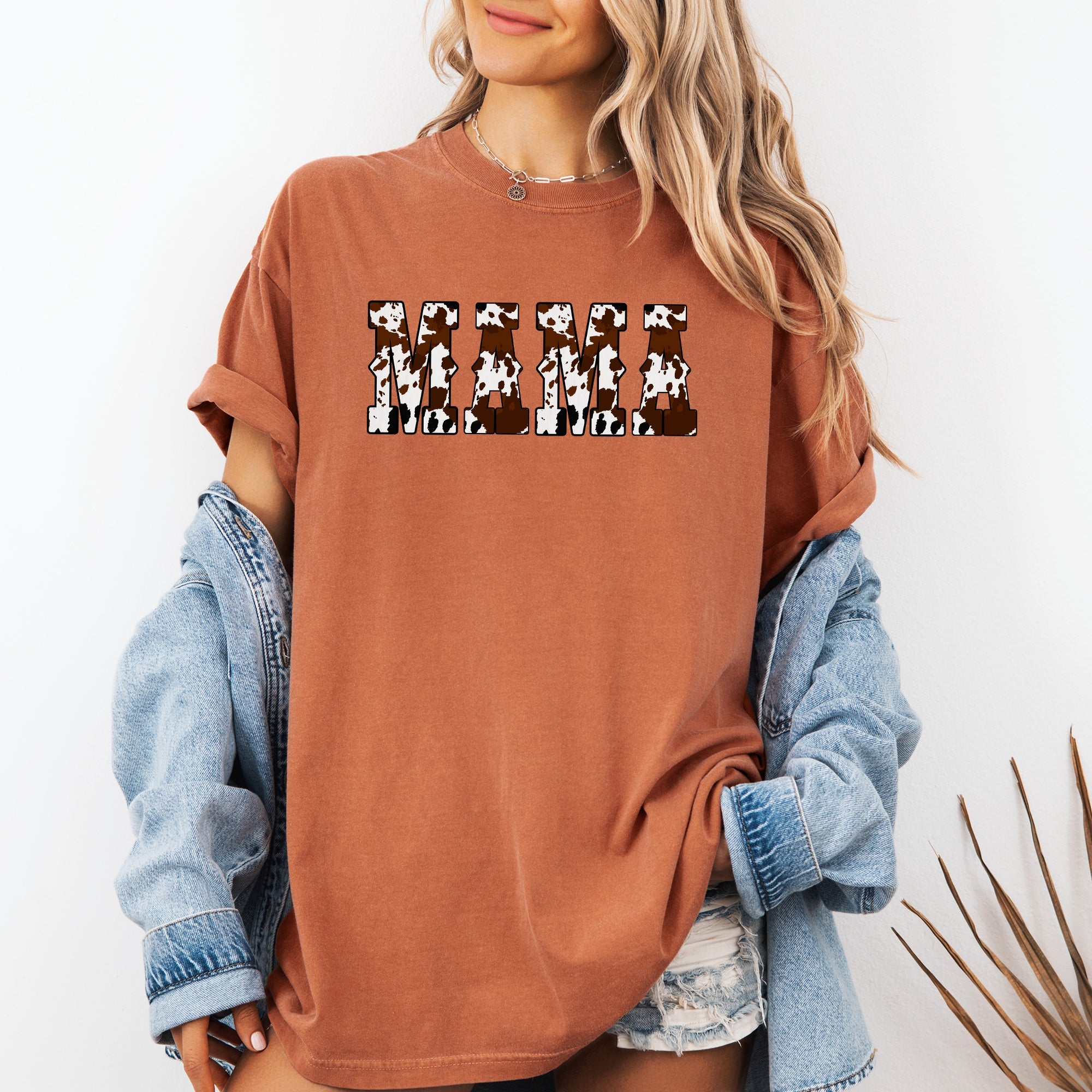 Mama Cow Print Western Country Varsity Retro Vintage Classic Edition Comfort Colors Tee
