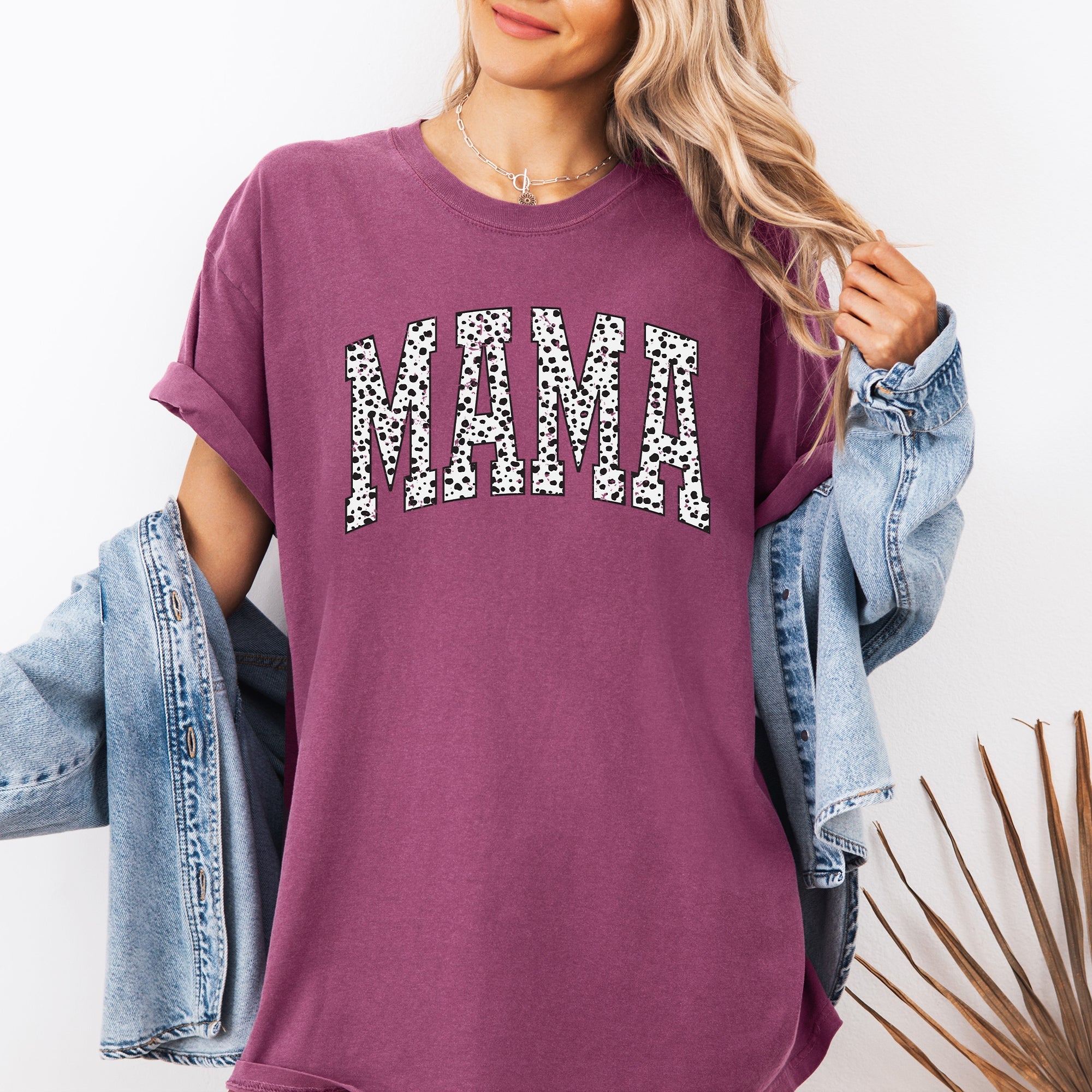 Mama Dalmatian Print Varsity Retro Vintage Style Limited Edition Comfort Colors Tee
