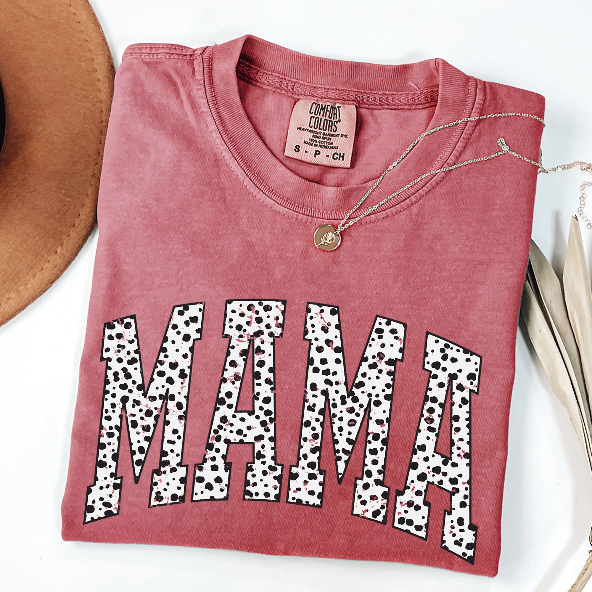 Mama Dalmatian Print Varsity Retro Vintage Style Limited Edition Comfort Colors Tee