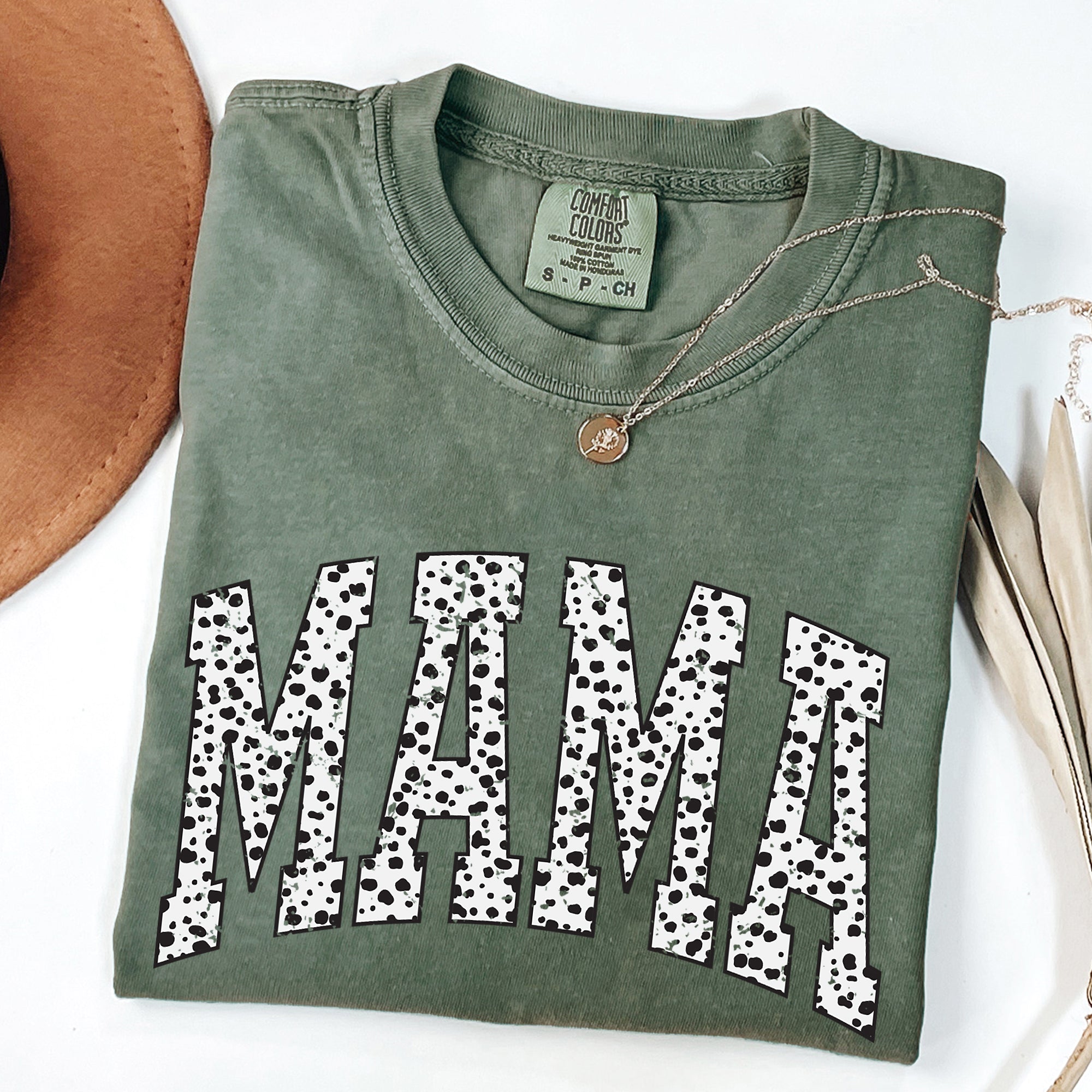 Mama Dalmatian Print Varsity Retro Vintage Style Limited Edition Comfort Colors Tee