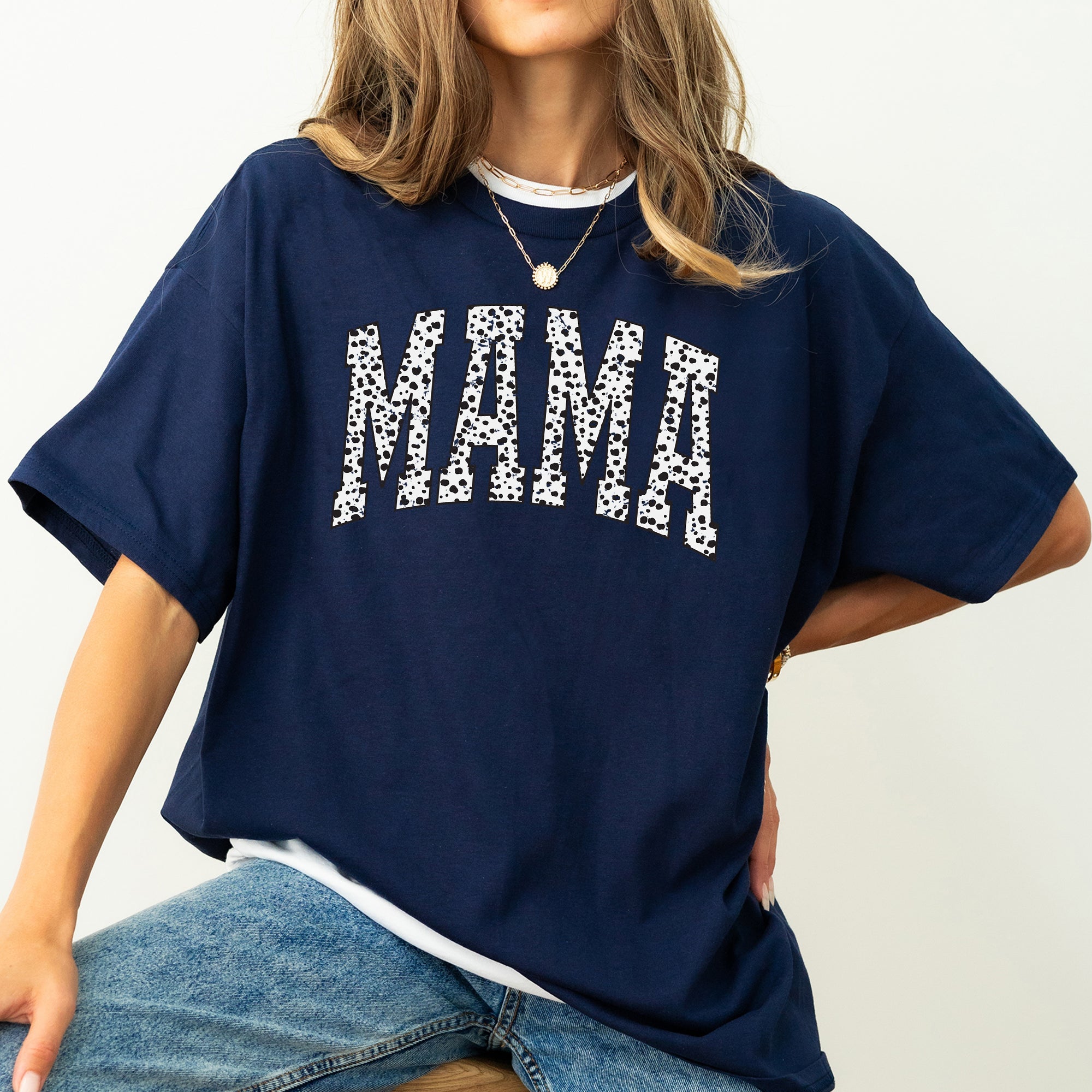 Mama Dalmatian Print Varsity Retro Vintage Style Limited Edition Comfort Colors Tee