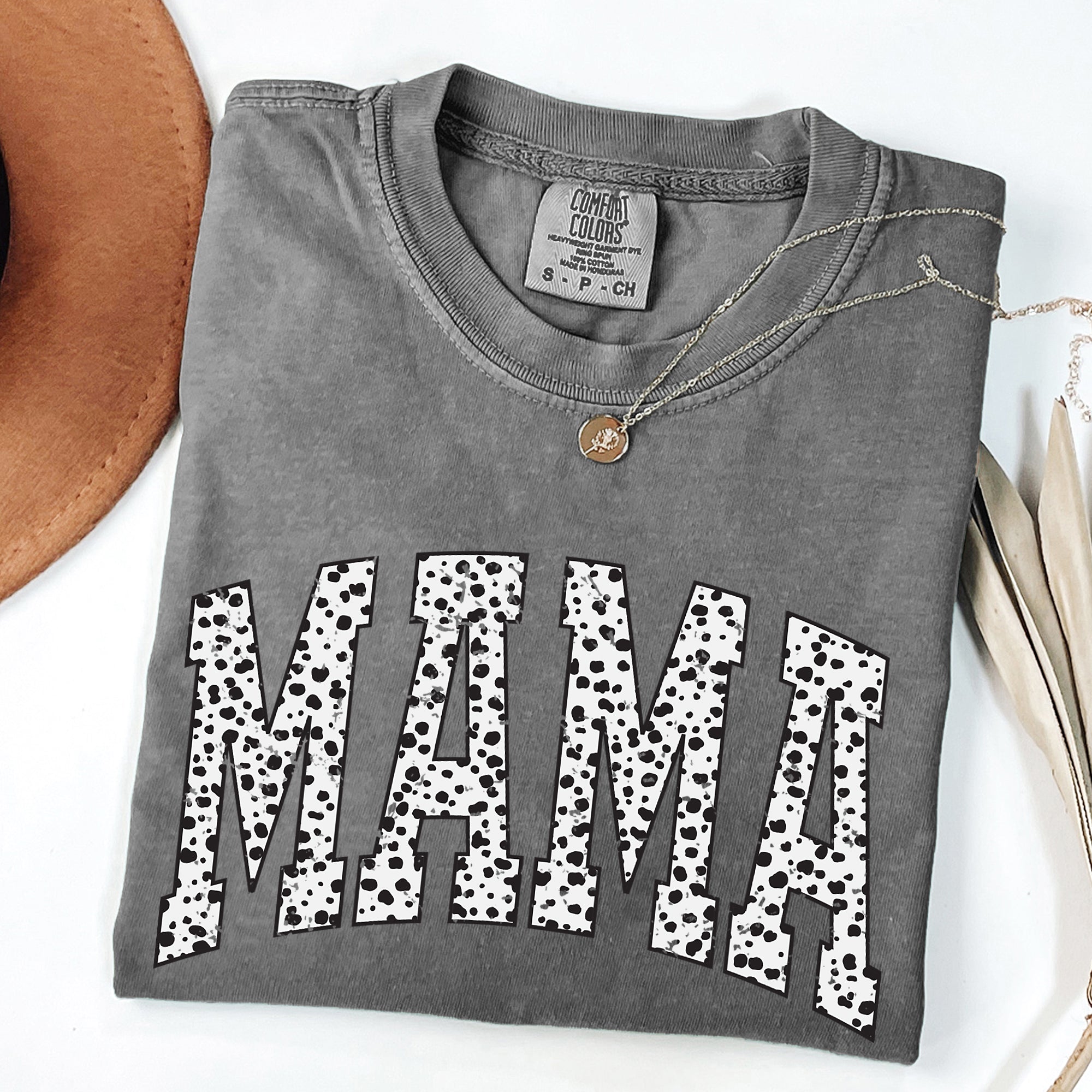 Mama Dalmatian Print Varsity Retro Vintage Style Limited Edition Comfort Colors Tee