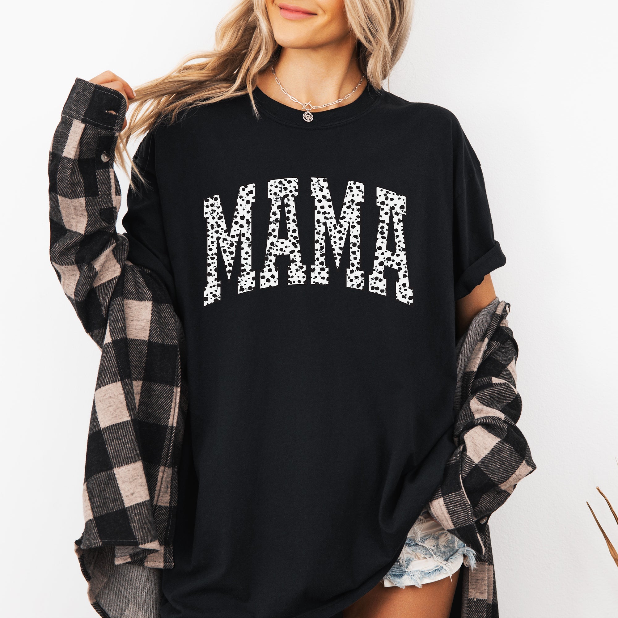 Mama Dalmatian Print Varsity Retro Vintage Style Limited Edition Comfort Colors Tee