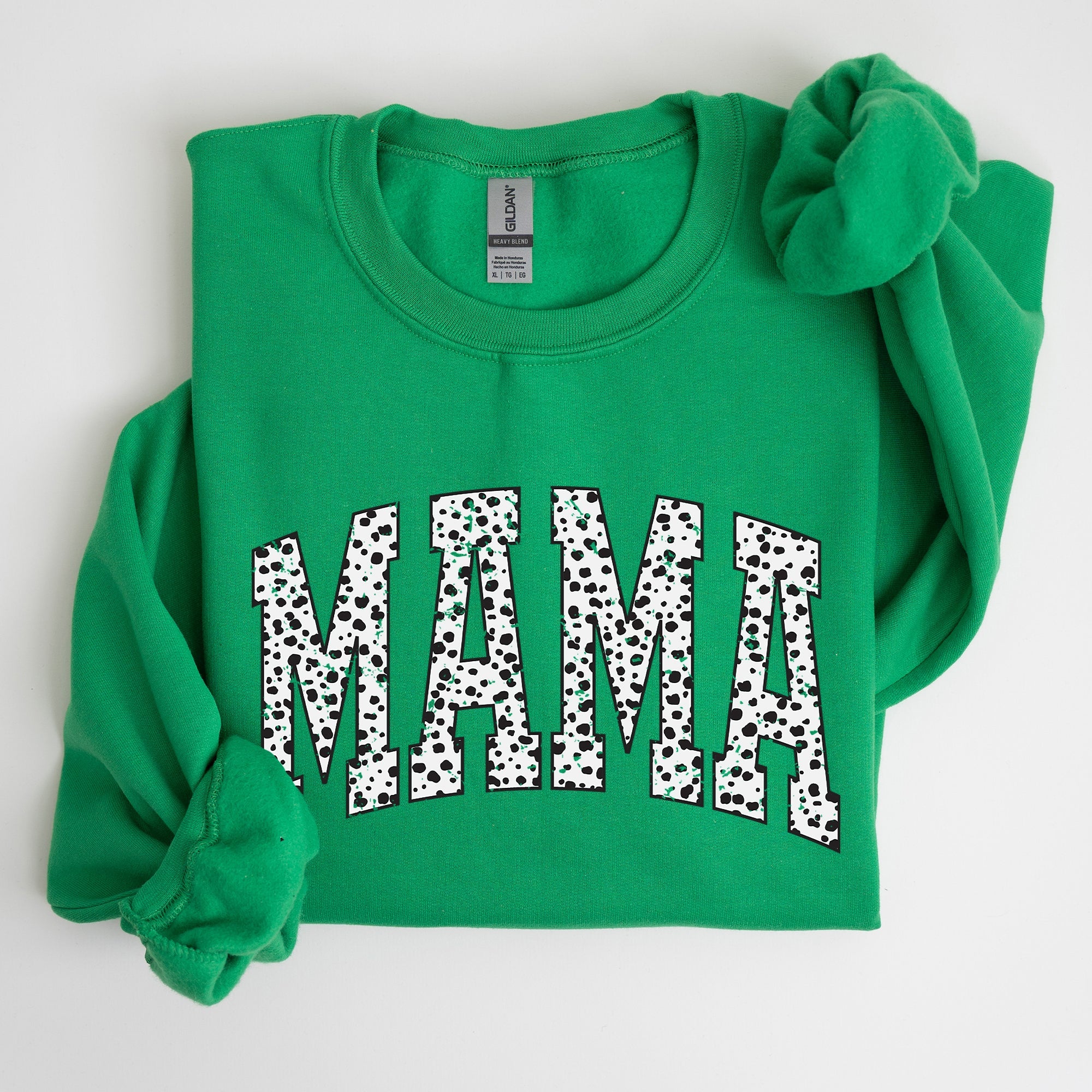 Mama Dalmatian Print Varsity Retro Vintage Bold Graphic Statement Cozy Everyday Wear Sweatshirt