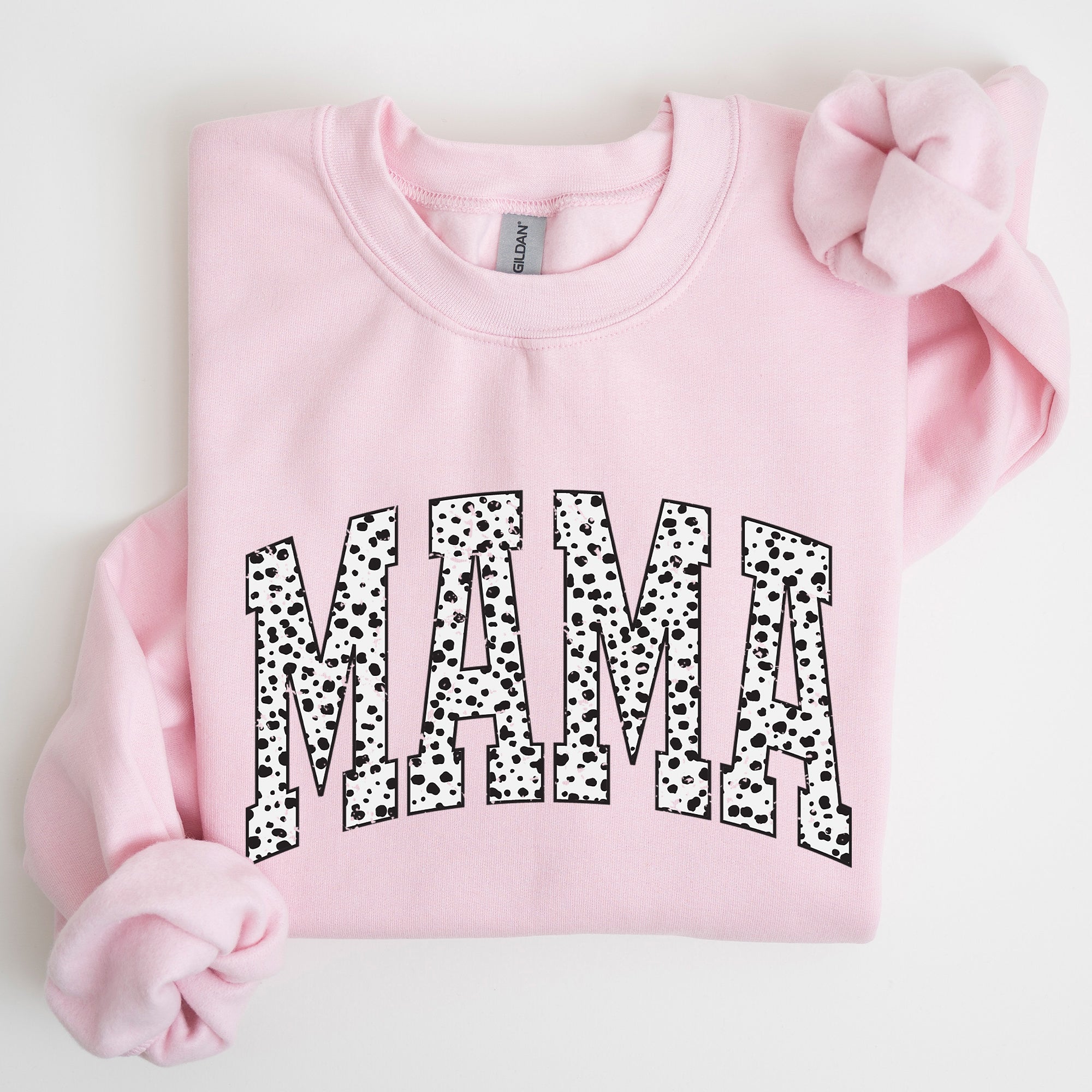 Mama Dalmatian Print Varsity Retro Vintage Bold Graphic Statement Cozy Everyday Wear Sweatshirt