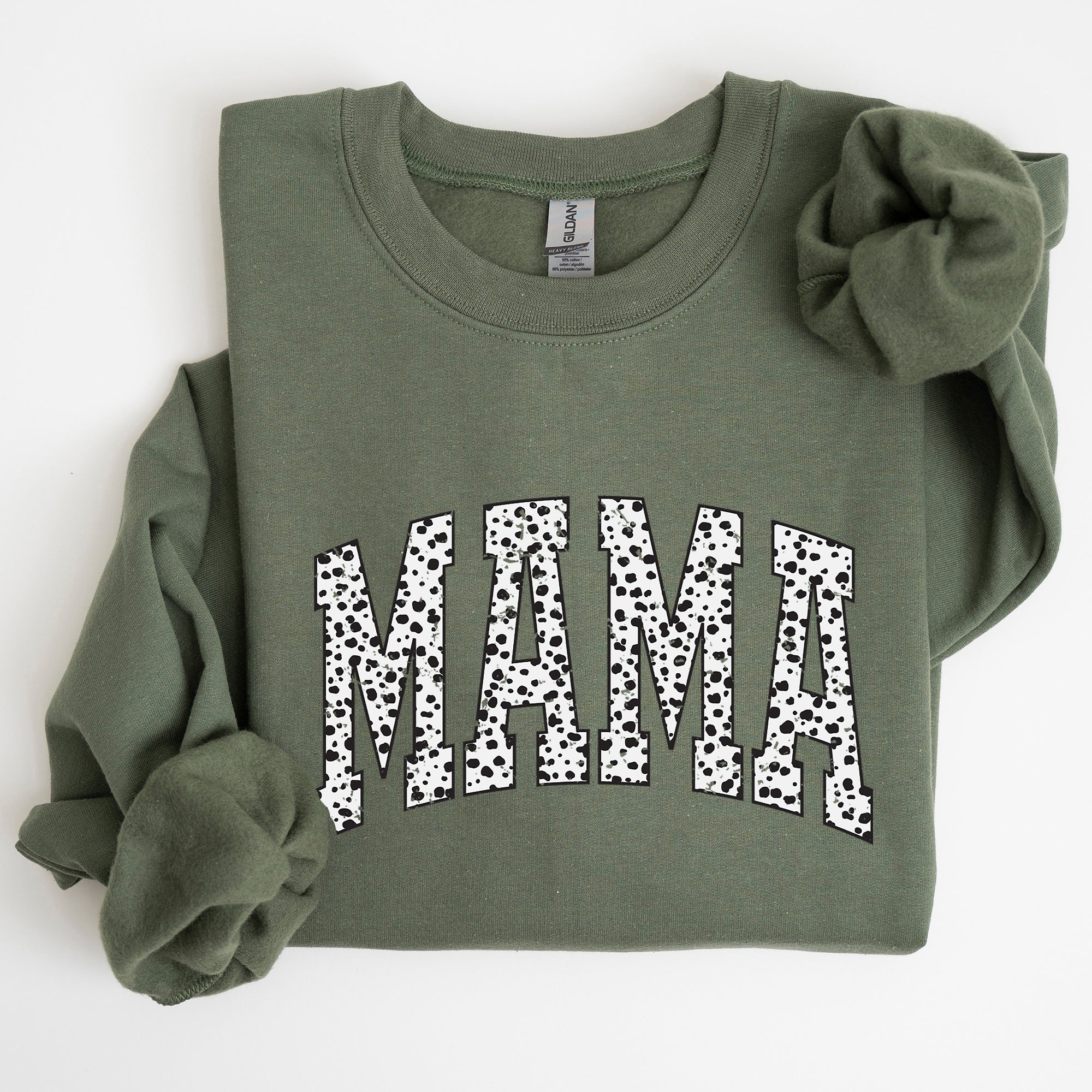 Mama Dalmatian Print Varsity Retro Vintage Bold Graphic Statement Cozy Everyday Wear Sweatshirt