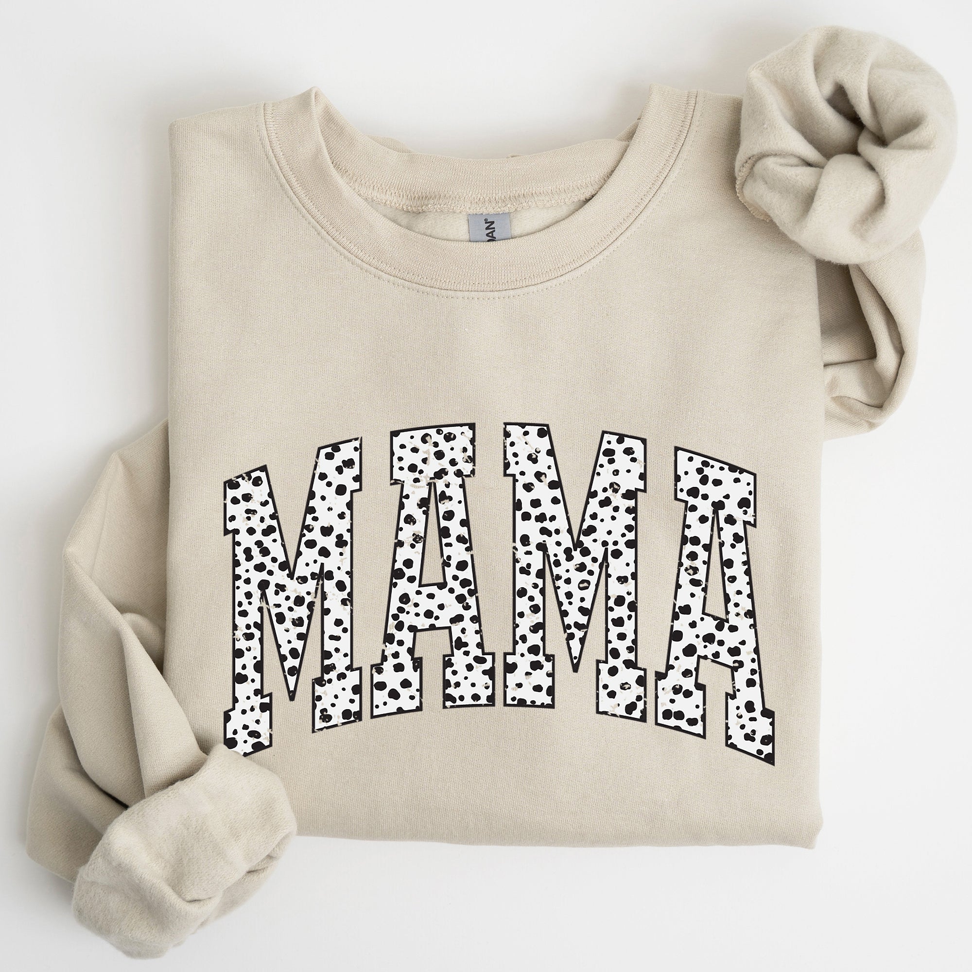 Mama Dalmatian Print Varsity Retro Vintage Bold Graphic Statement Cozy Everyday Wear Sweatshirt