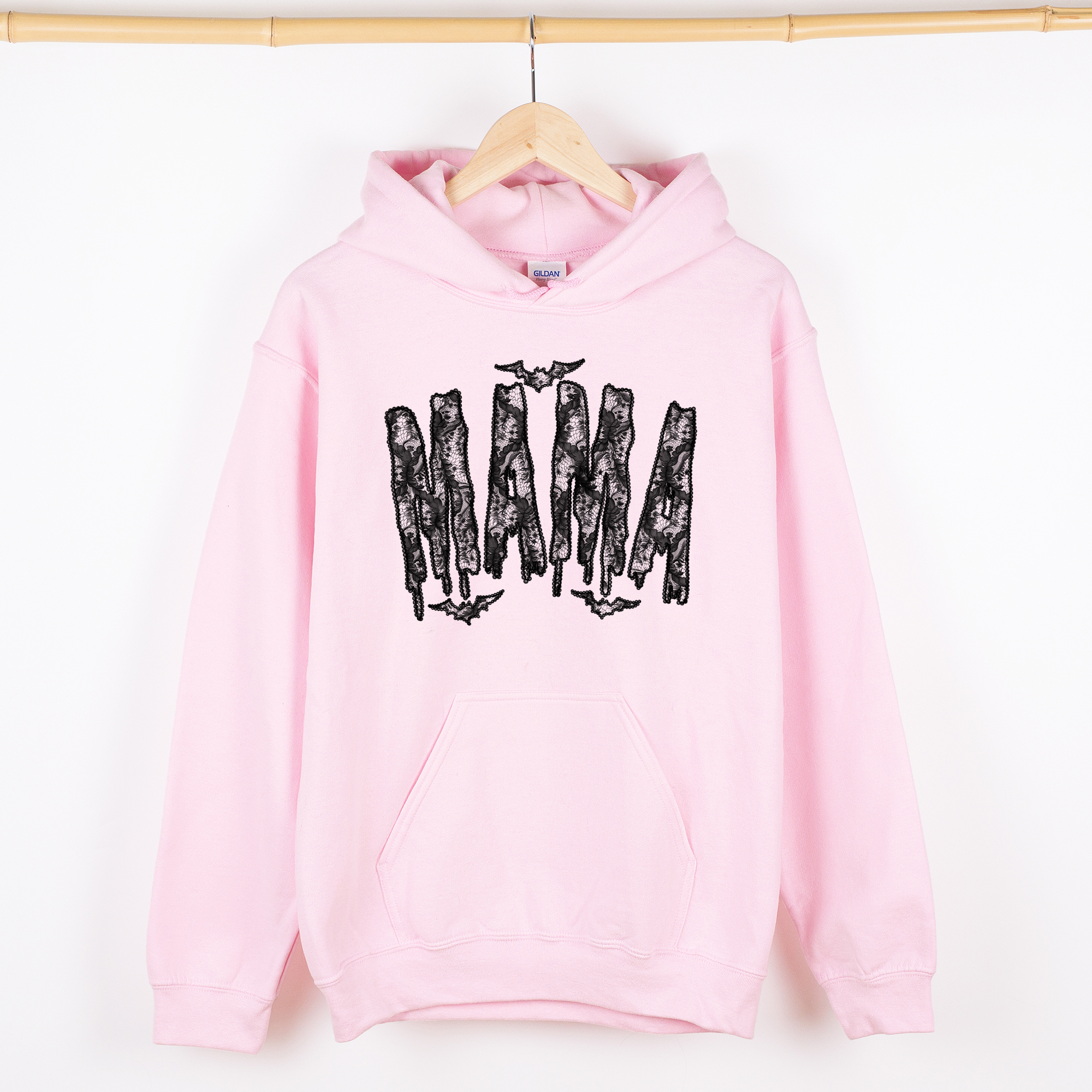 Shimmering Ghost Mama Faux Lace Halloween Coquette Vintage Iridescent Graphic Hoodie