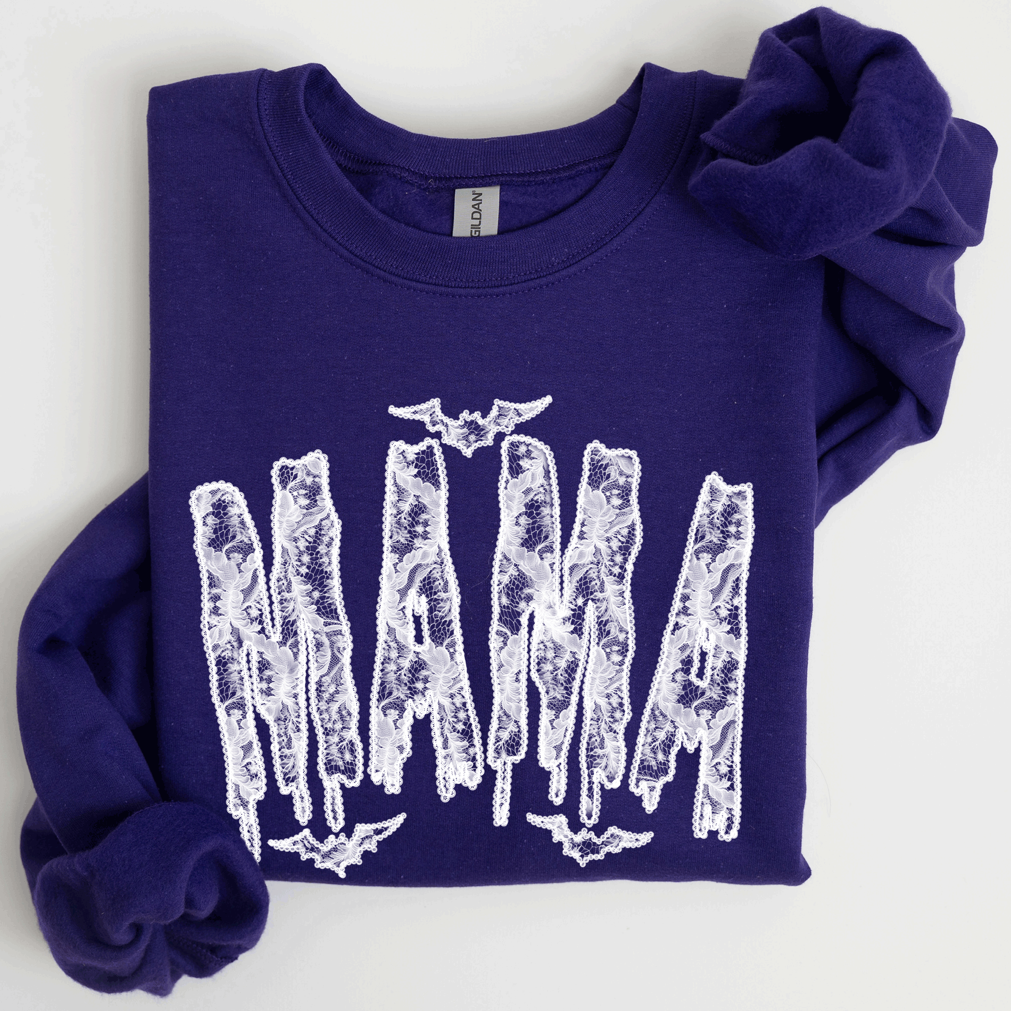 Mama Faux Lace Halloween Coquette Inspired Vintage Gothic Graphic Cozy Sweatshirt