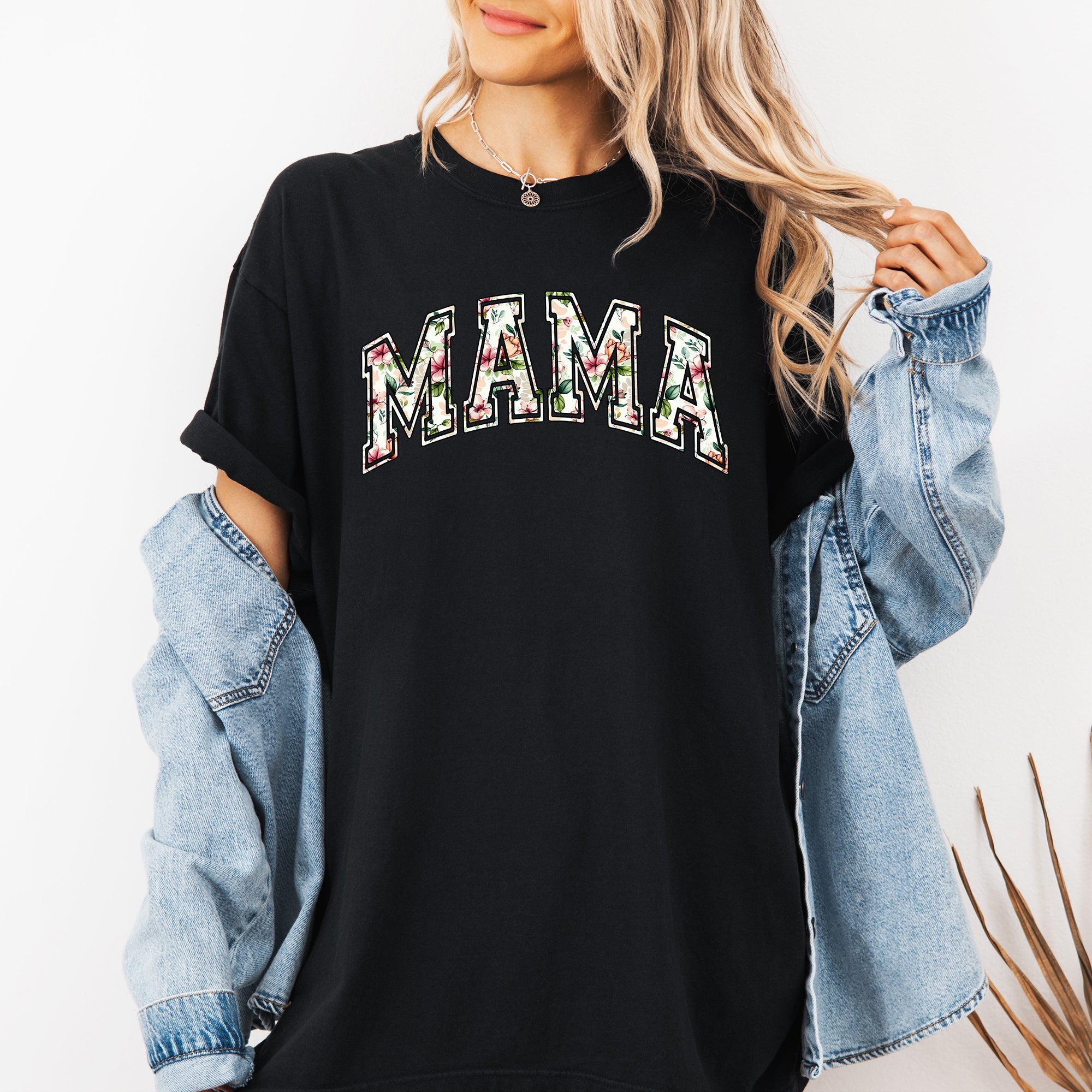Mama Floral Chinoiserie Coquette Varsity Mother's Day Timeless Script Comfort Colors Tee