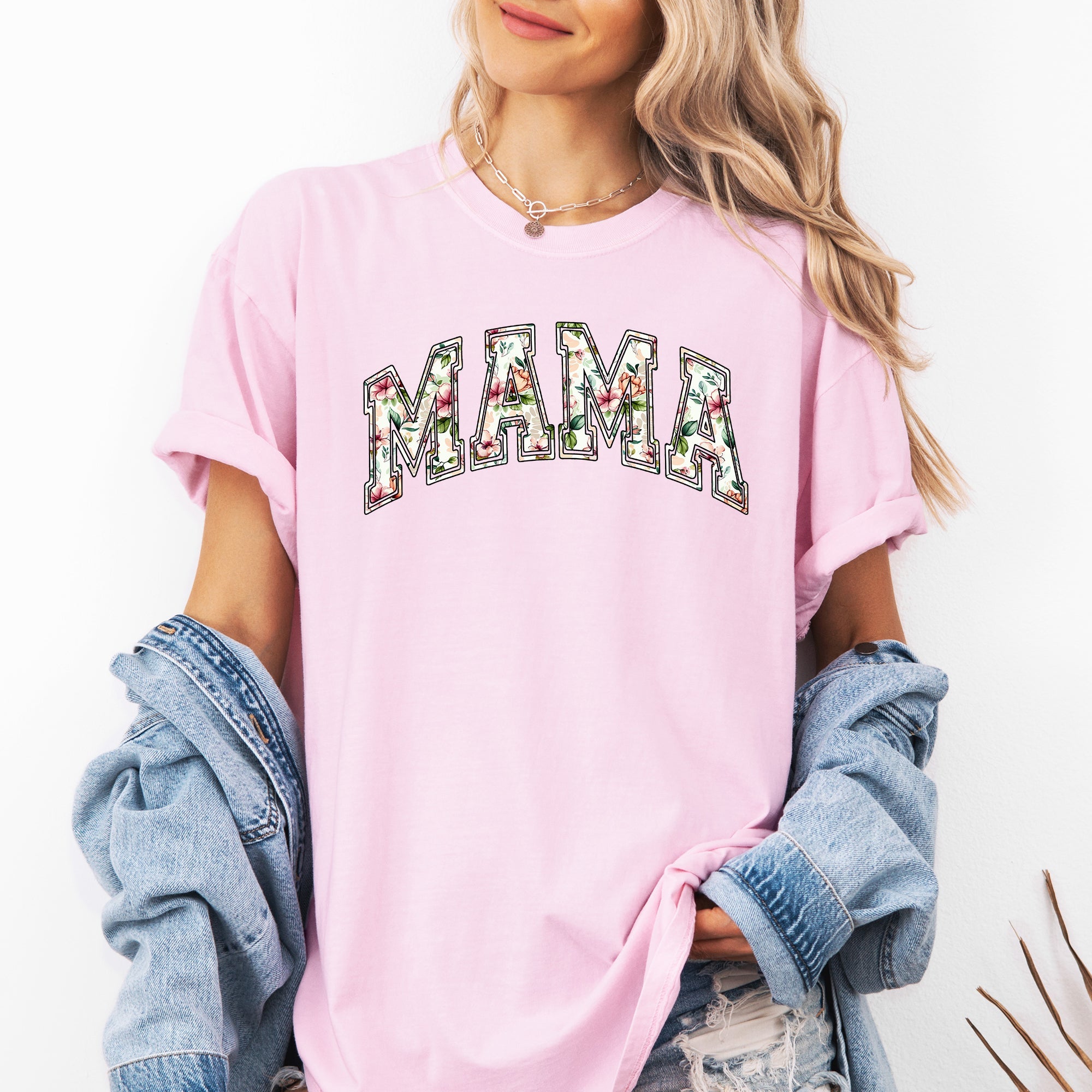 Mama Floral Chinoiserie Coquette Varsity Mother's Day Timeless Script Comfort Colors Tee