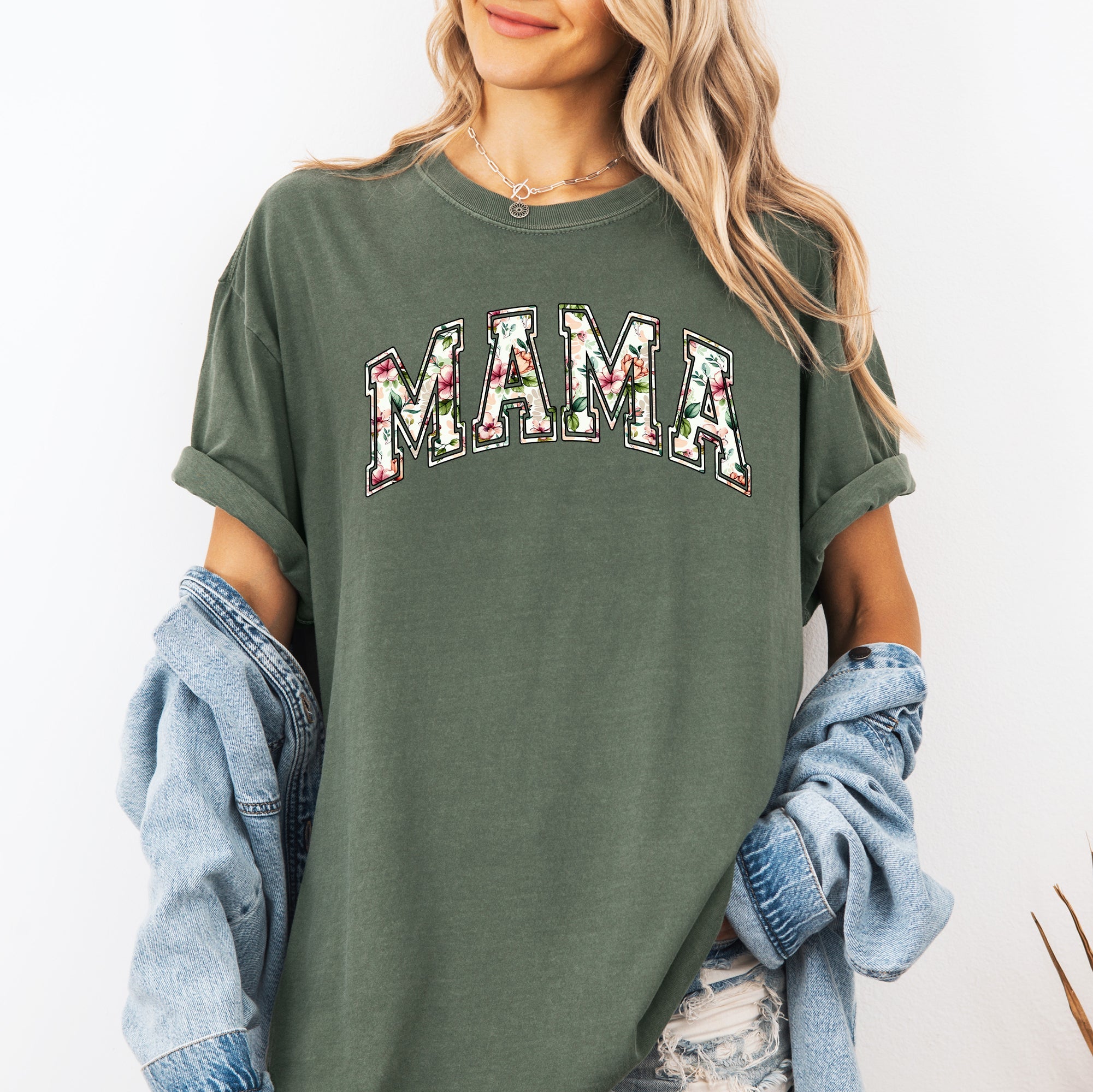 Mama Floral Chinoiserie Coquette Varsity Mother's Day Timeless Script Comfort Colors Tee