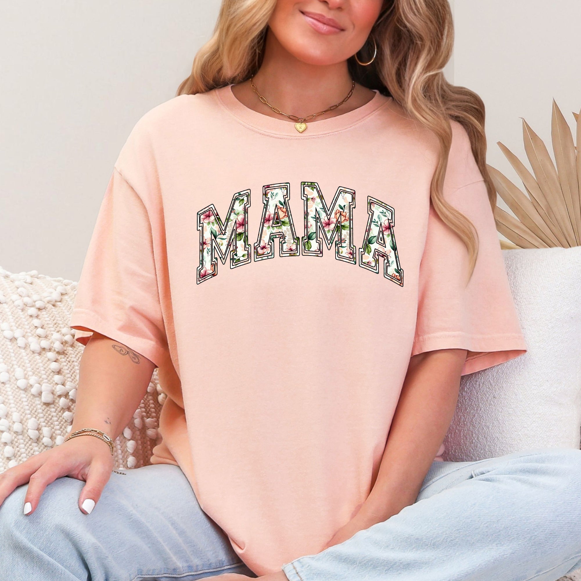 Mama Floral Chinoiserie Coquette Varsity Mother's Day Timeless Script Comfort Colors Tee