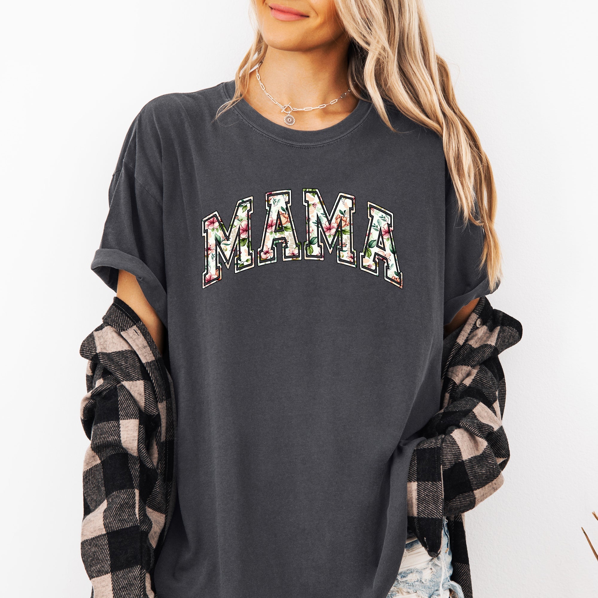 Mama Floral Chinoiserie Coquette Varsity Mother's Day Timeless Script Comfort Colors Tee