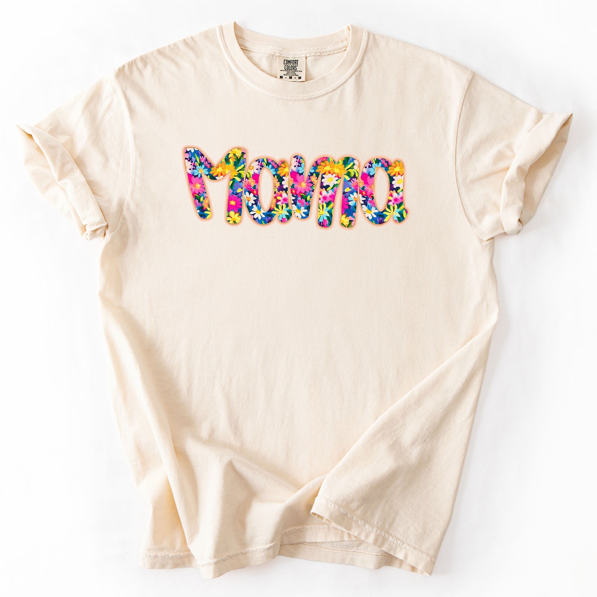 Mama Floral Pastel Garden Mother's Day Floral Print With Bright Blossoms And Spring Cheer Comfort Colors Tee