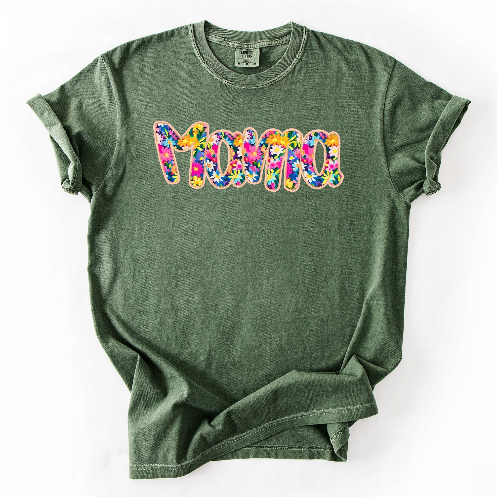 Mama Floral Pastel Garden Mother's Day Floral Print With Bright Blossoms And Spring Cheer Comfort Colors Tee