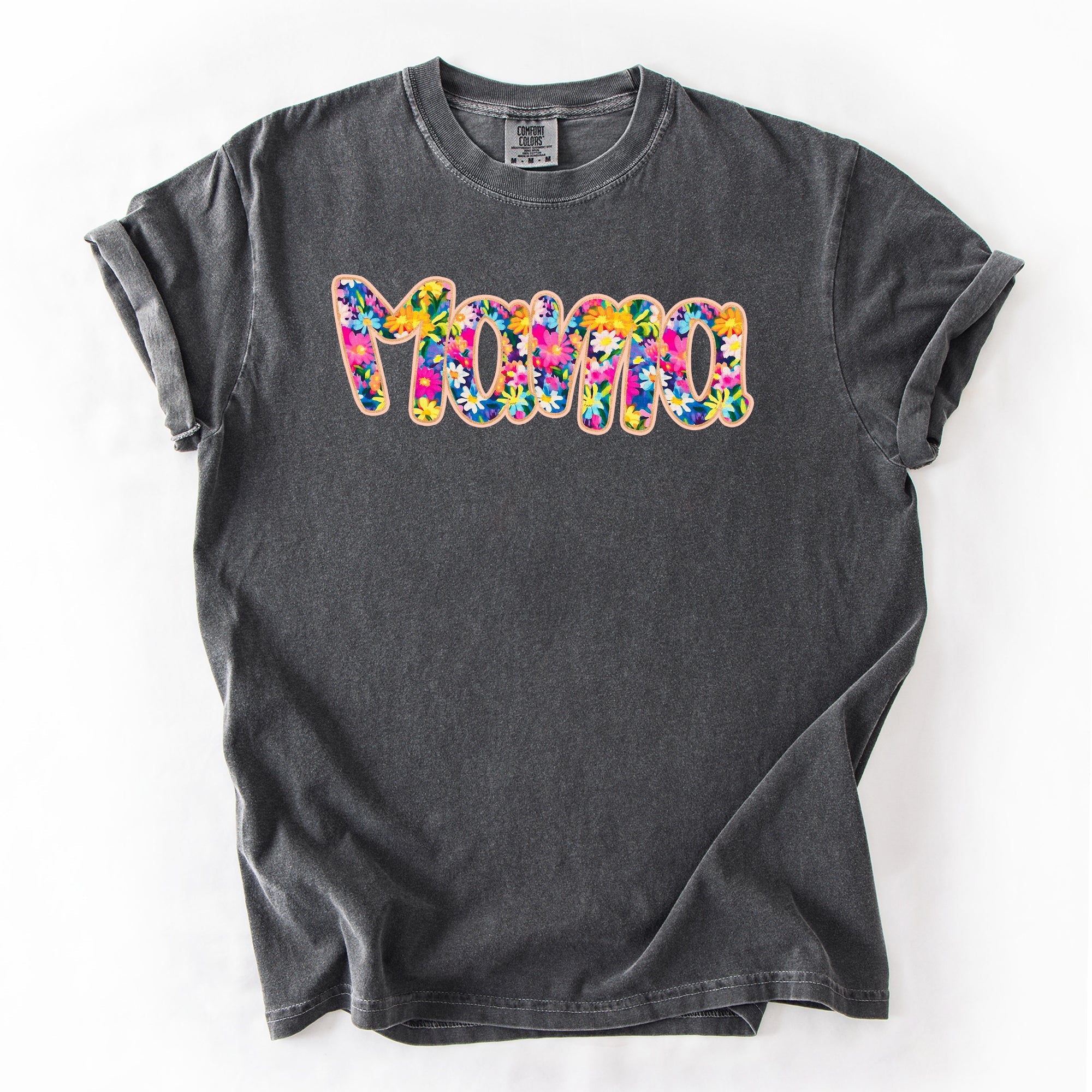 Mama Floral Pastel Garden Mother's Day Floral Print With Bright Blossoms And Spring Cheer Comfort Colors Tee