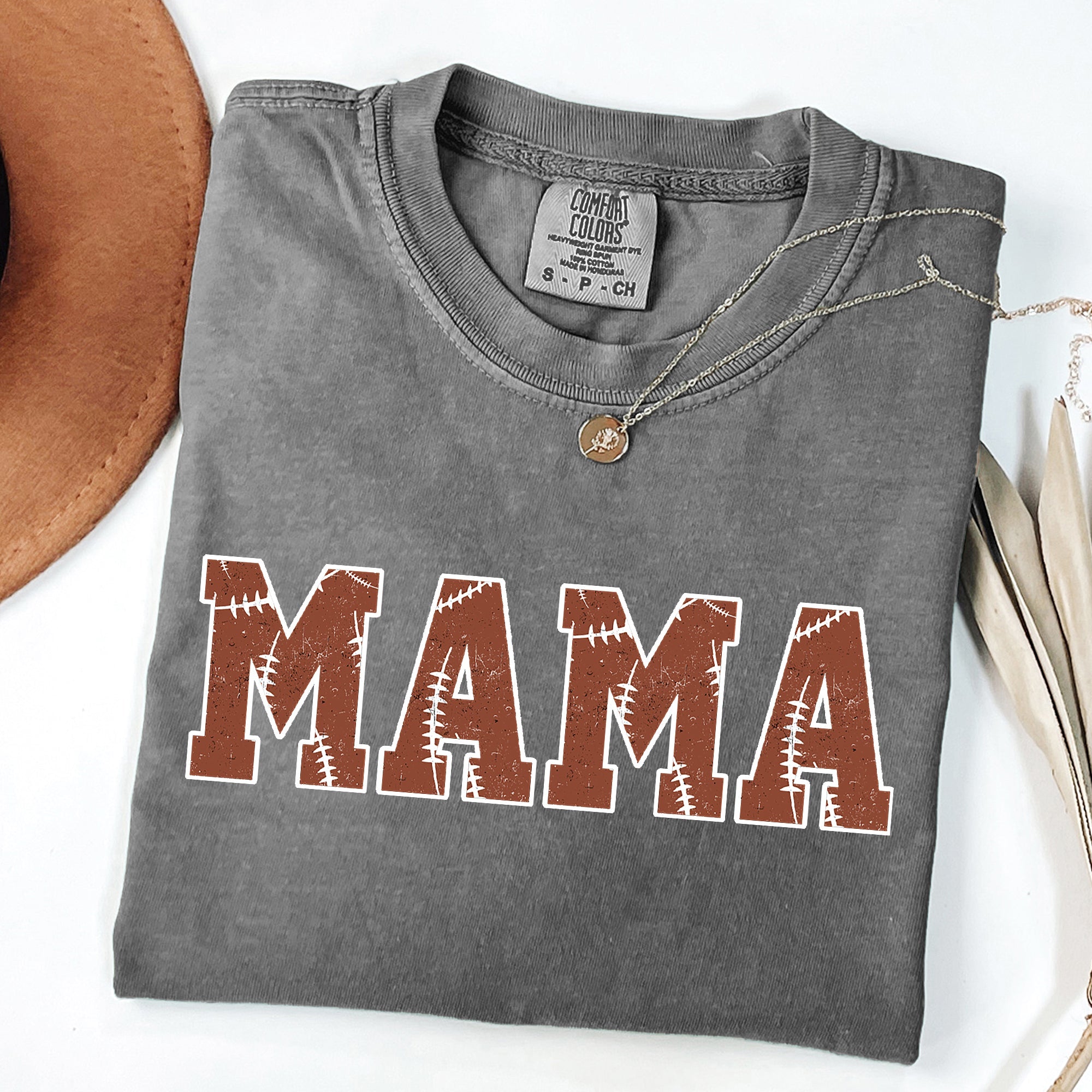 Mama Football Sports Game Day Big Game Touchdown Tailgate Party Comfort Colors Tee