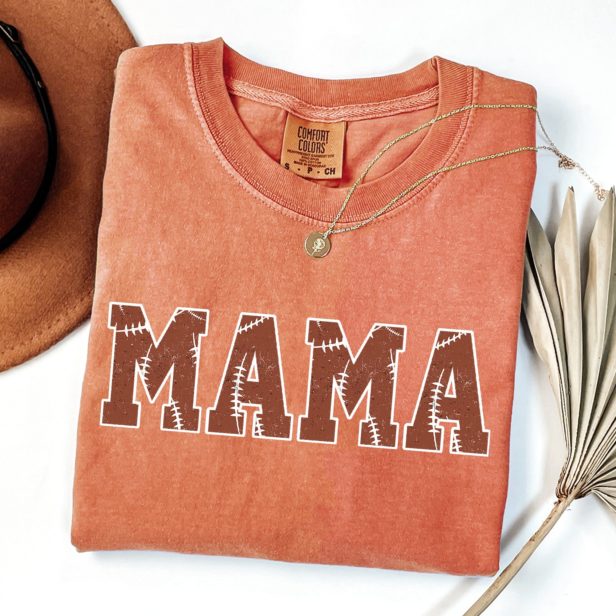 Mama Football Sports Game Day Big Game Touchdown Tailgate Party Comfort Colors Tee