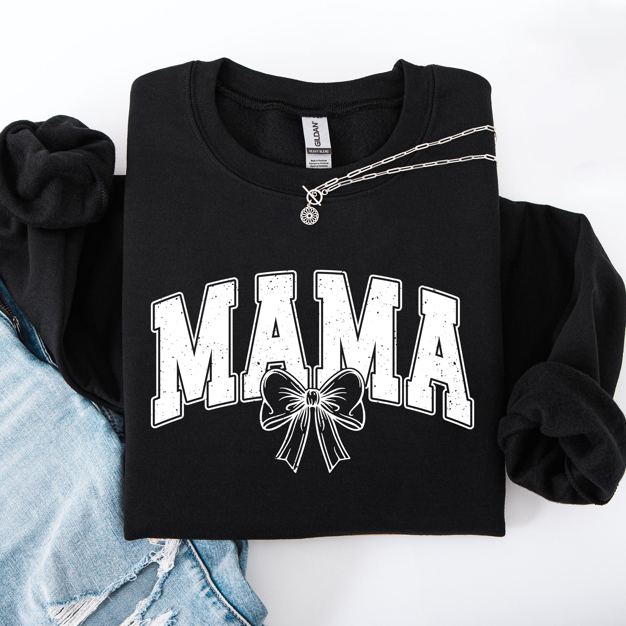 Mama, Green Bow, St Patrick's Day, Shamrock, Clover, Lucky, Leprechaun Sweatshirt