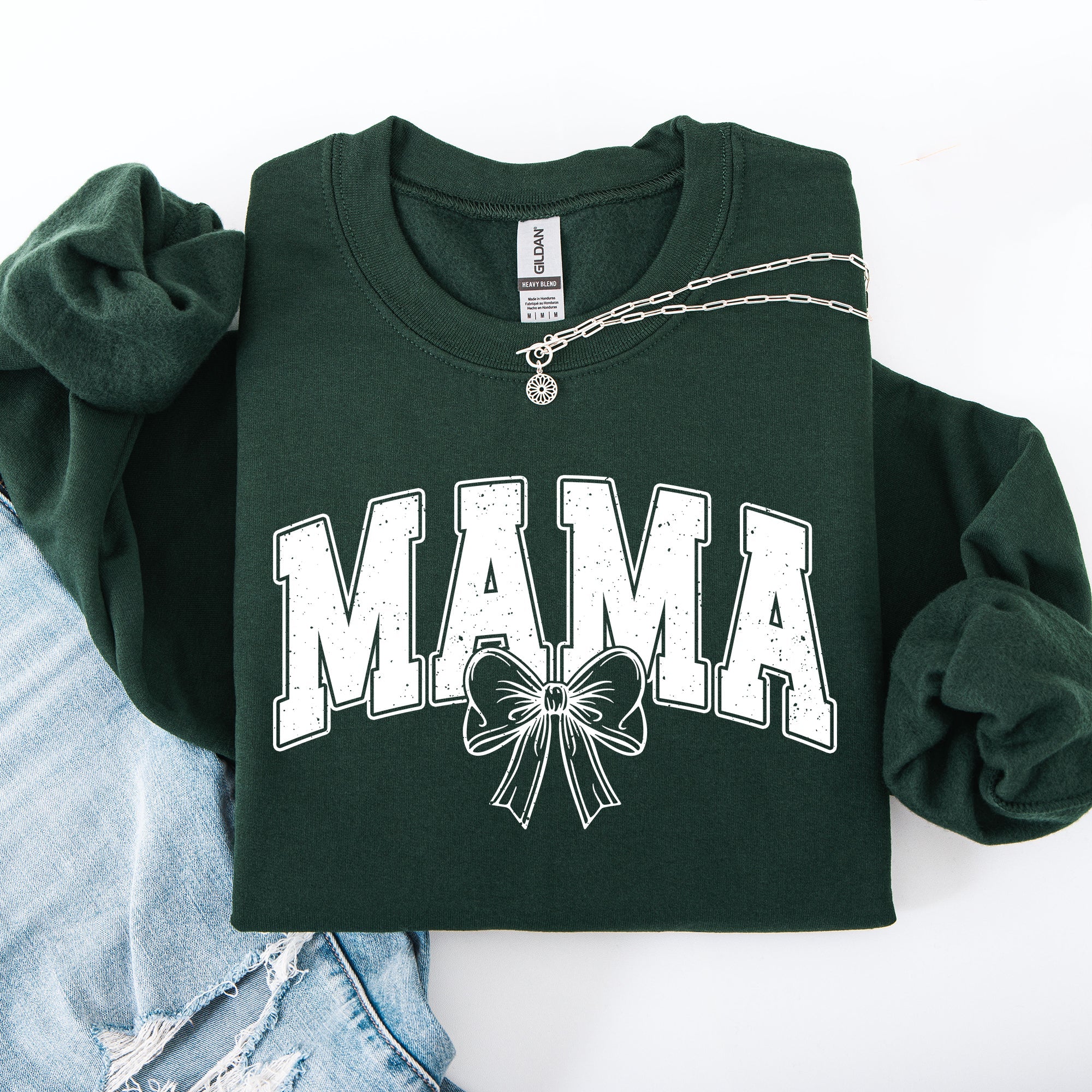Mama, Green Bow, St Patrick's Day, Shamrock, Clover, Lucky, Leprechaun Sweatshirt