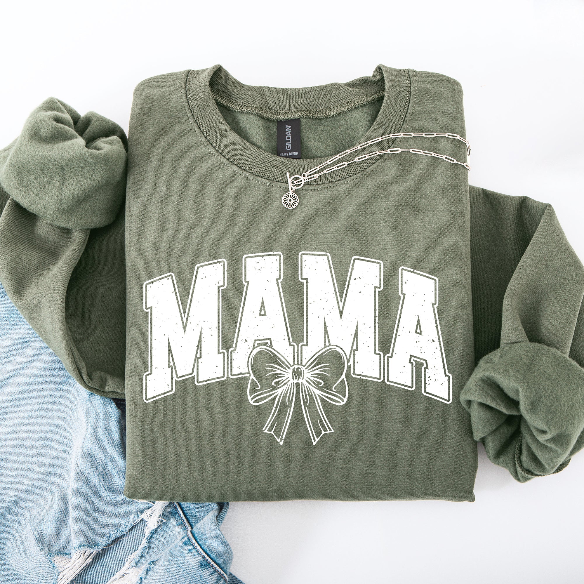 Mama, Green Bow, St Patrick's Day, Shamrock, Clover, Lucky, Leprechaun Sweatshirt