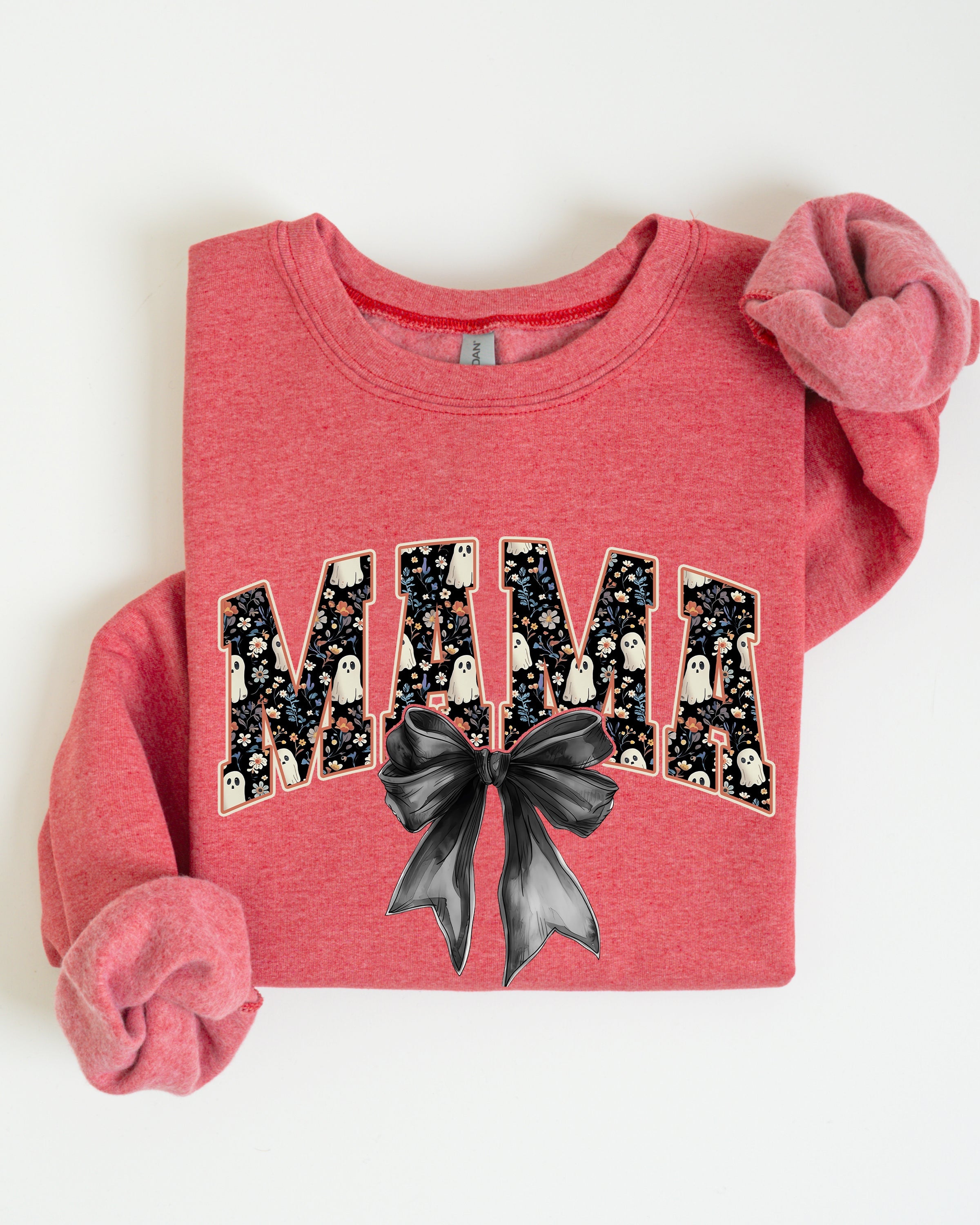 Mama Halloween Bow Ribbon Goth Spooky Witch Varsity Collegiate Graphic Sweatshirt
