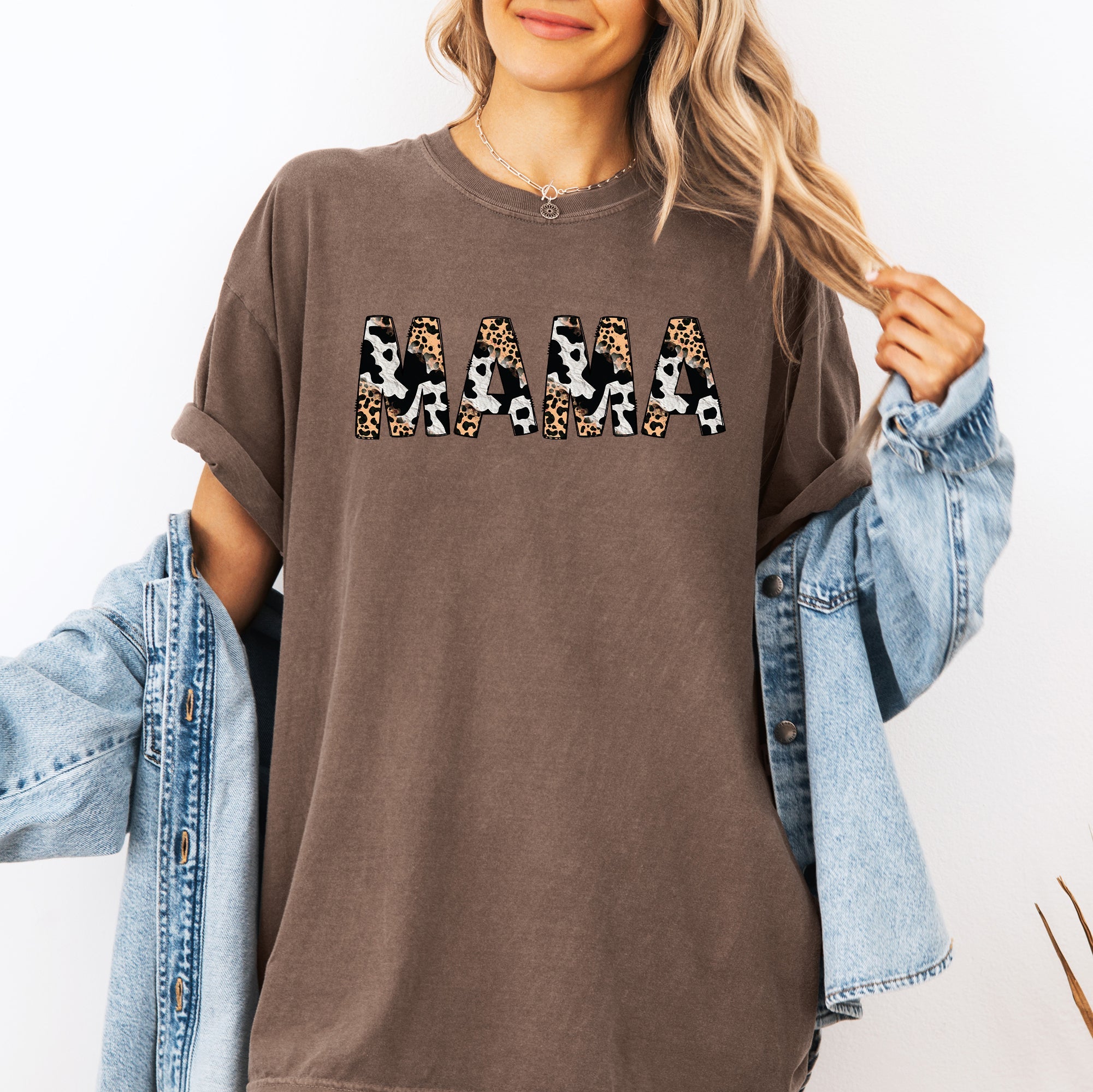 Mama Leopard Cow Print Classic Animal Mother's Day Limited Edition Collection Comfort Colors Tee