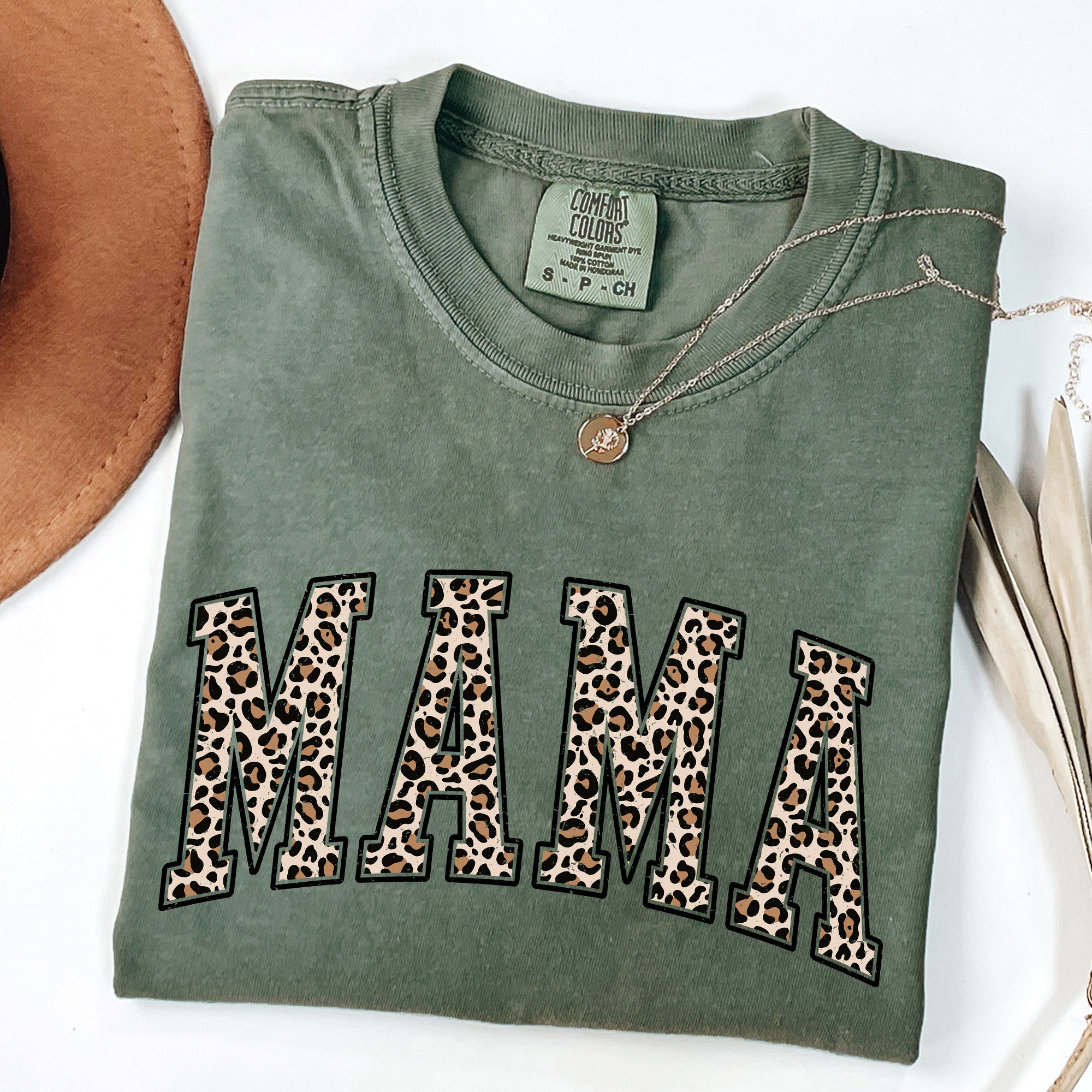 Mama Leopard Print Vintage Pattern Statement With Classic Wardrobe Essential Comfort Colors Tee