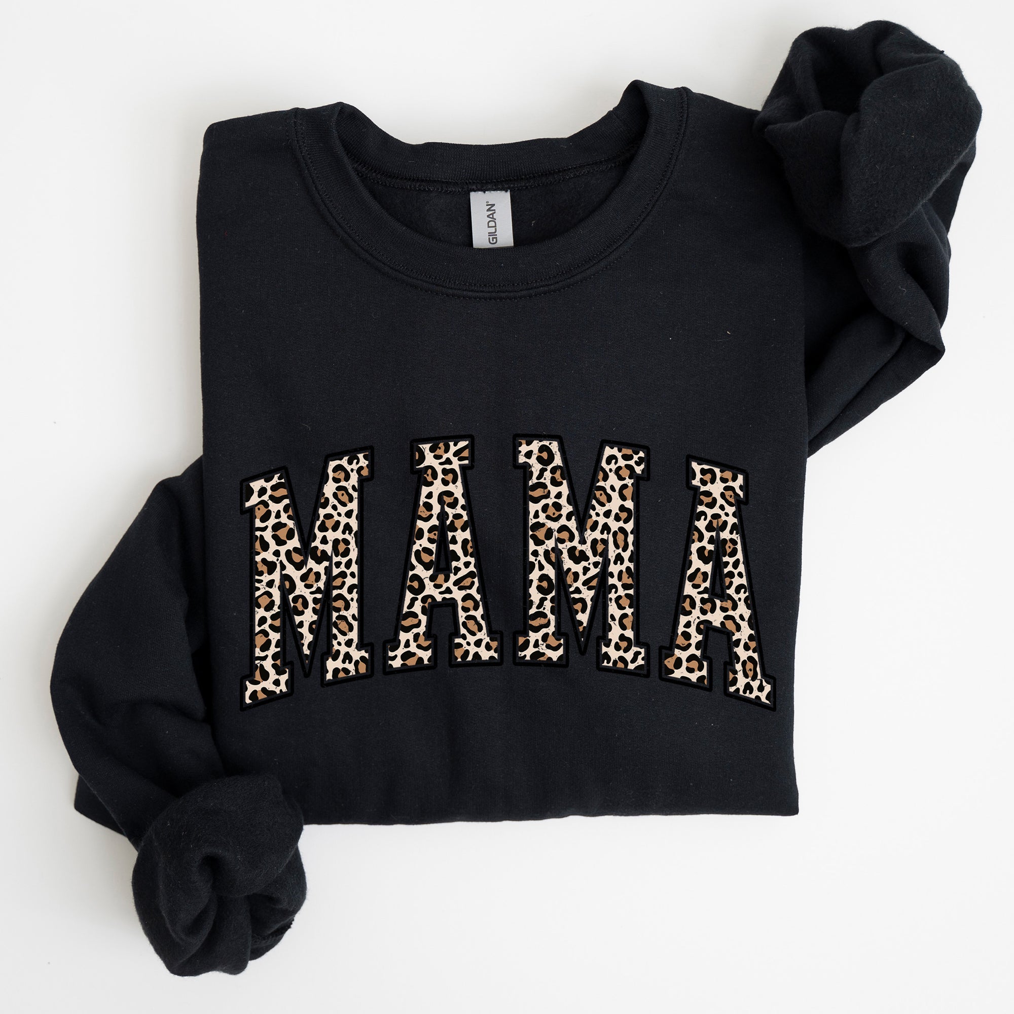 Mama Leopard Print Cozy Fleece Sweatshirt With Soft Plush Interior For Everyday Comfort