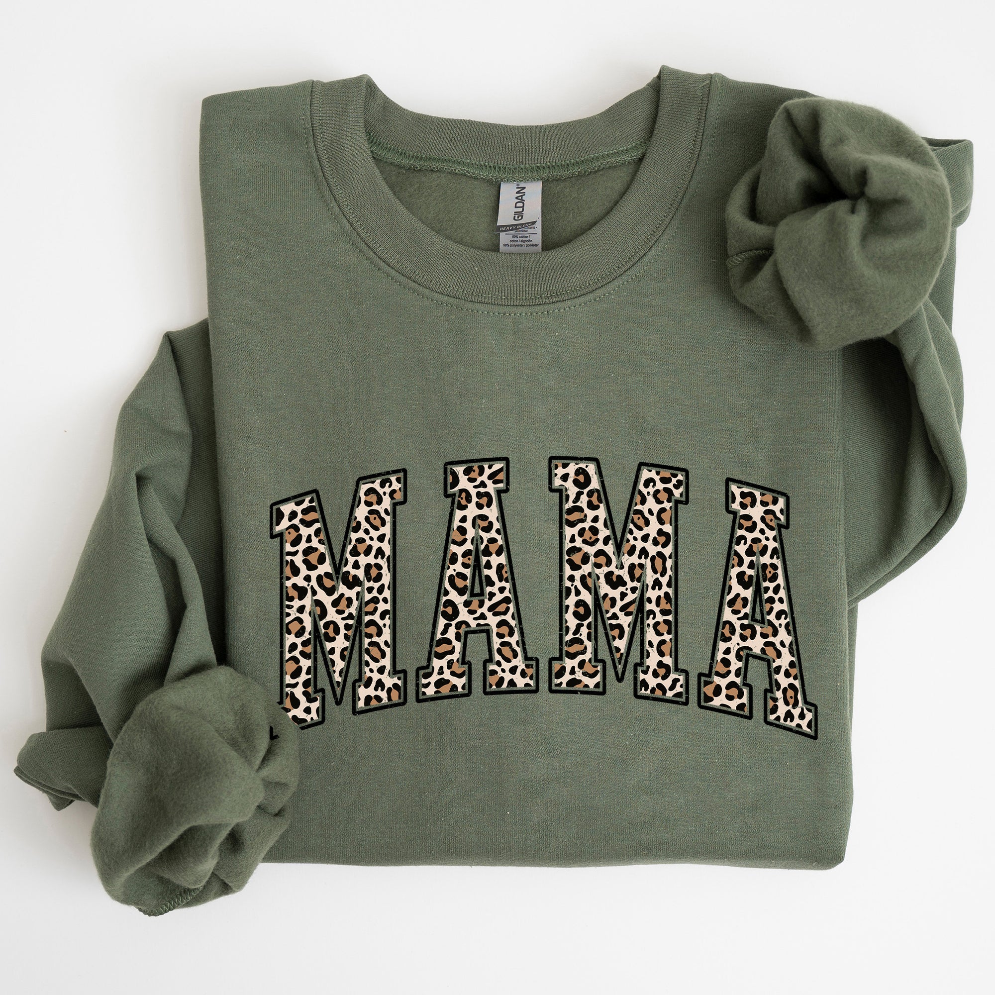 Mama Leopard Print Cozy Fleece Sweatshirt With Soft Plush Interior For Everyday Comfort