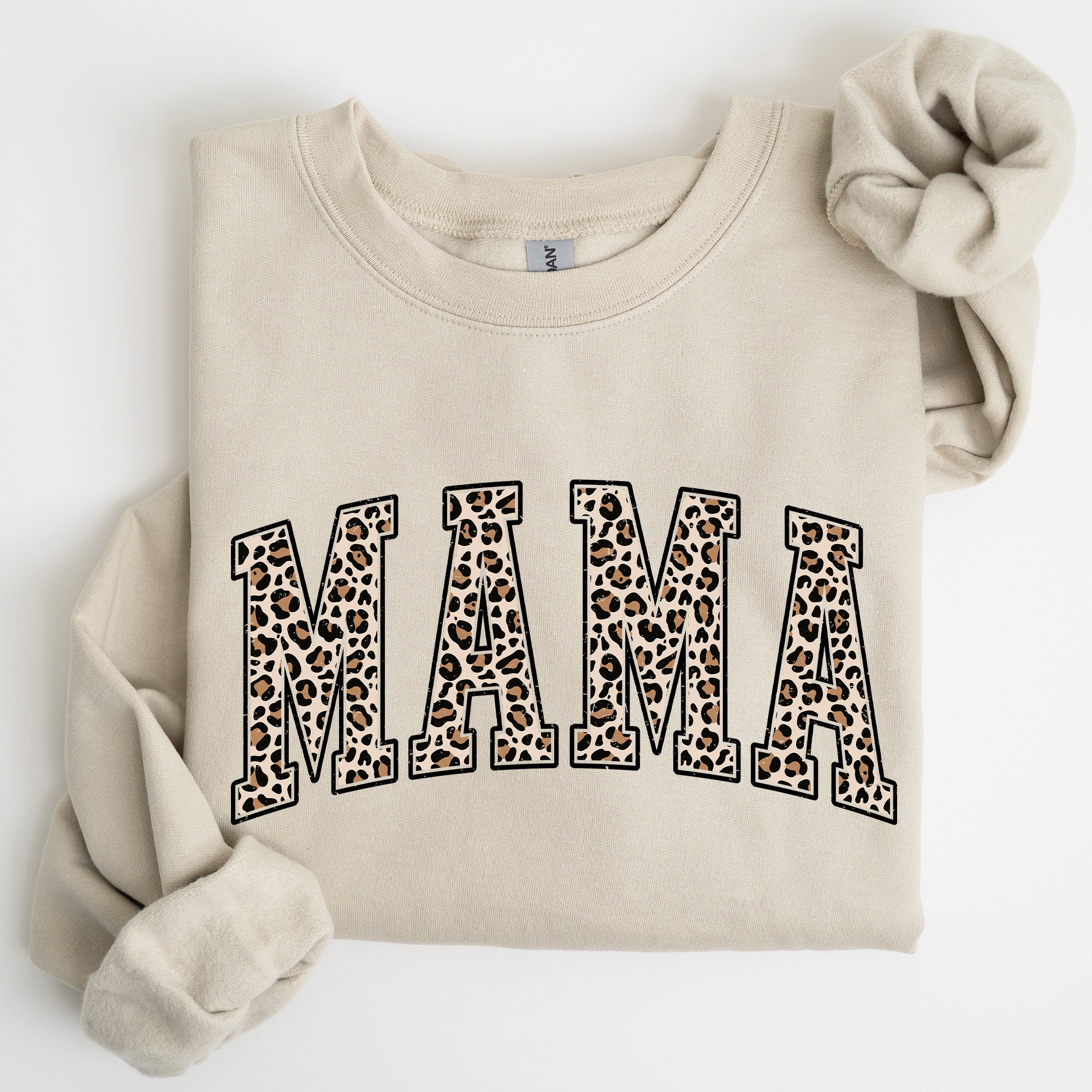 Mama Leopard Print Cozy Fleece Sweatshirt With Soft Plush Interior For Everyday Comfort