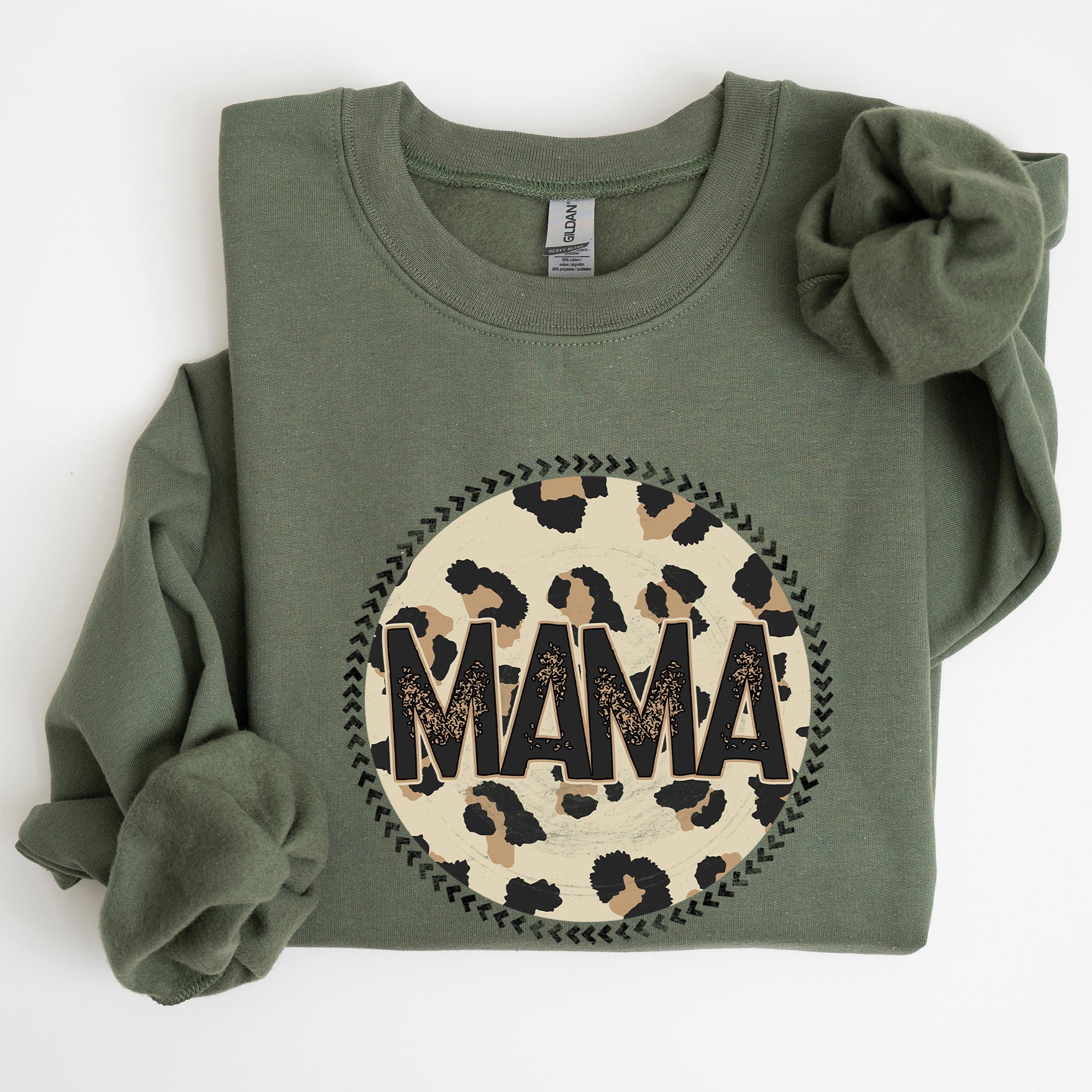 Mama Leopard Print Circle Western Cowboy Spirit Collection For The Modern Western Mama Sweatshirt
