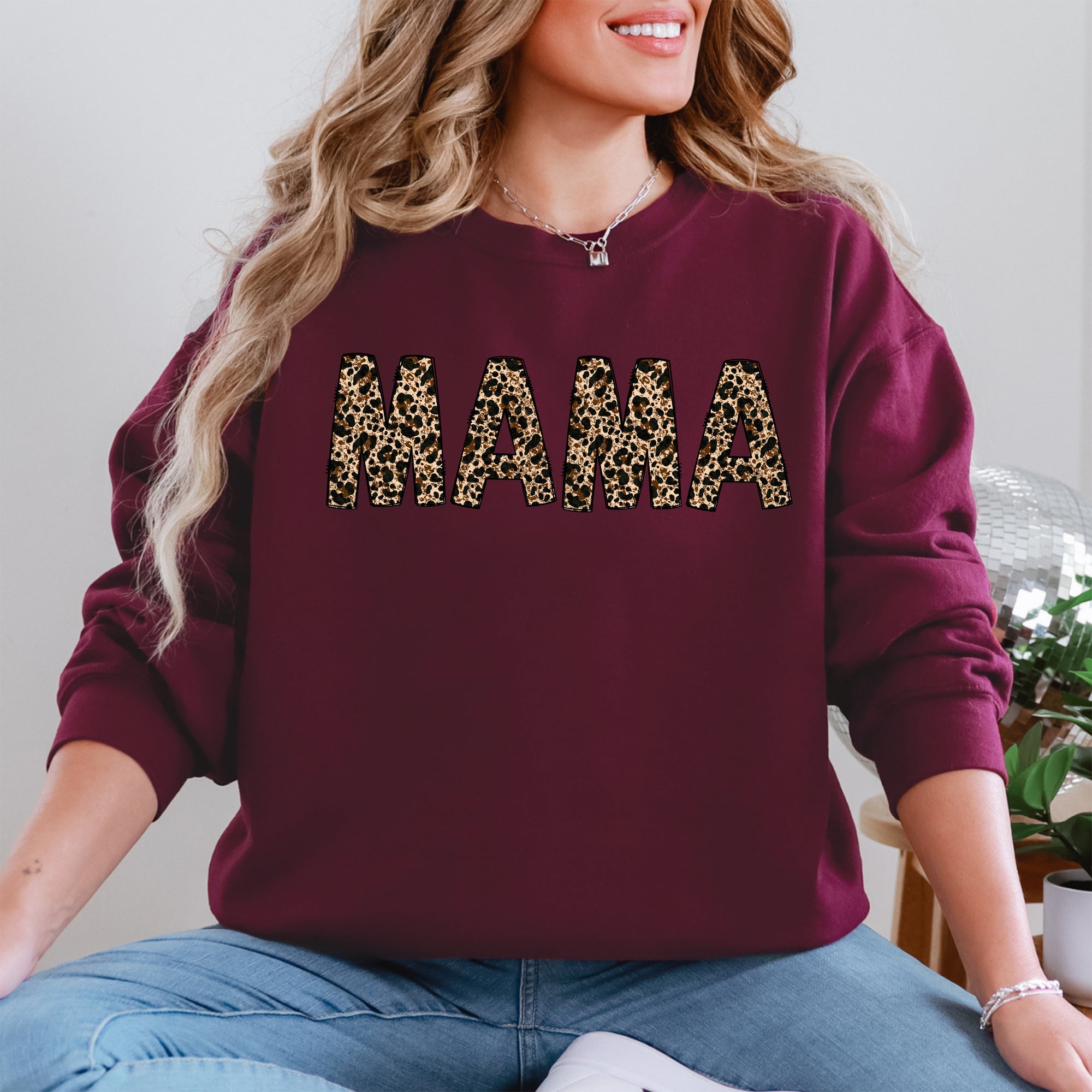 Mama Leopard Print Classic Animal Print Statement For Mother's Day Celebration Edition Sweatshirt