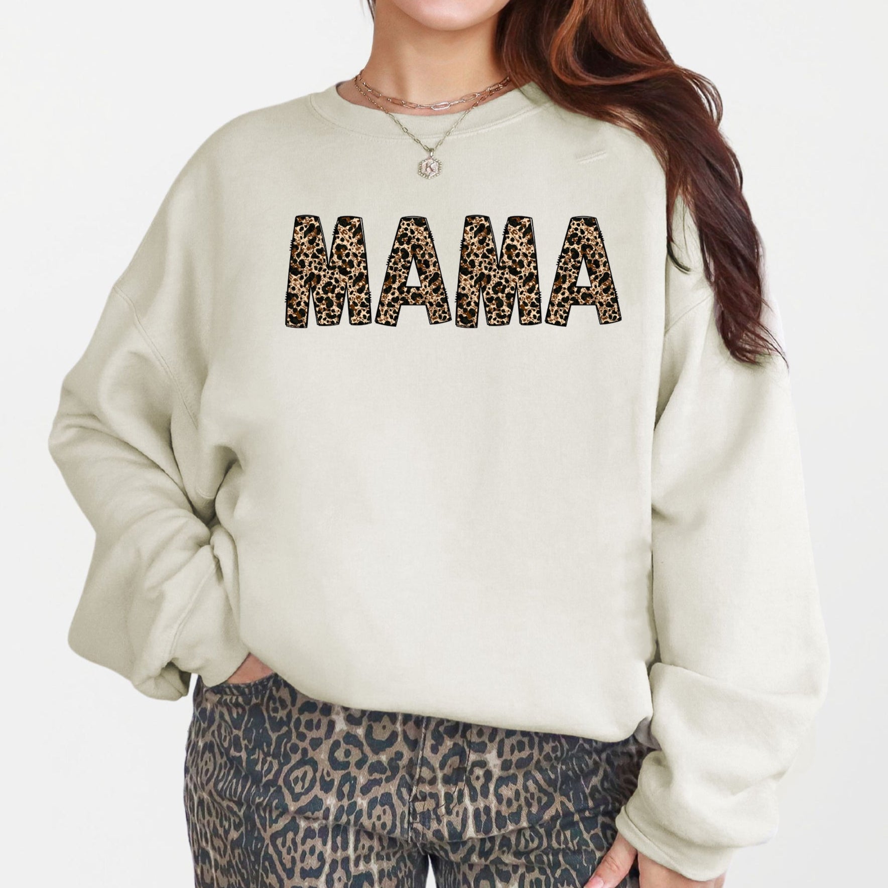 Mama Leopard Print Classic Animal Print Statement For Mother's Day Celebration Edition Sweatshirt