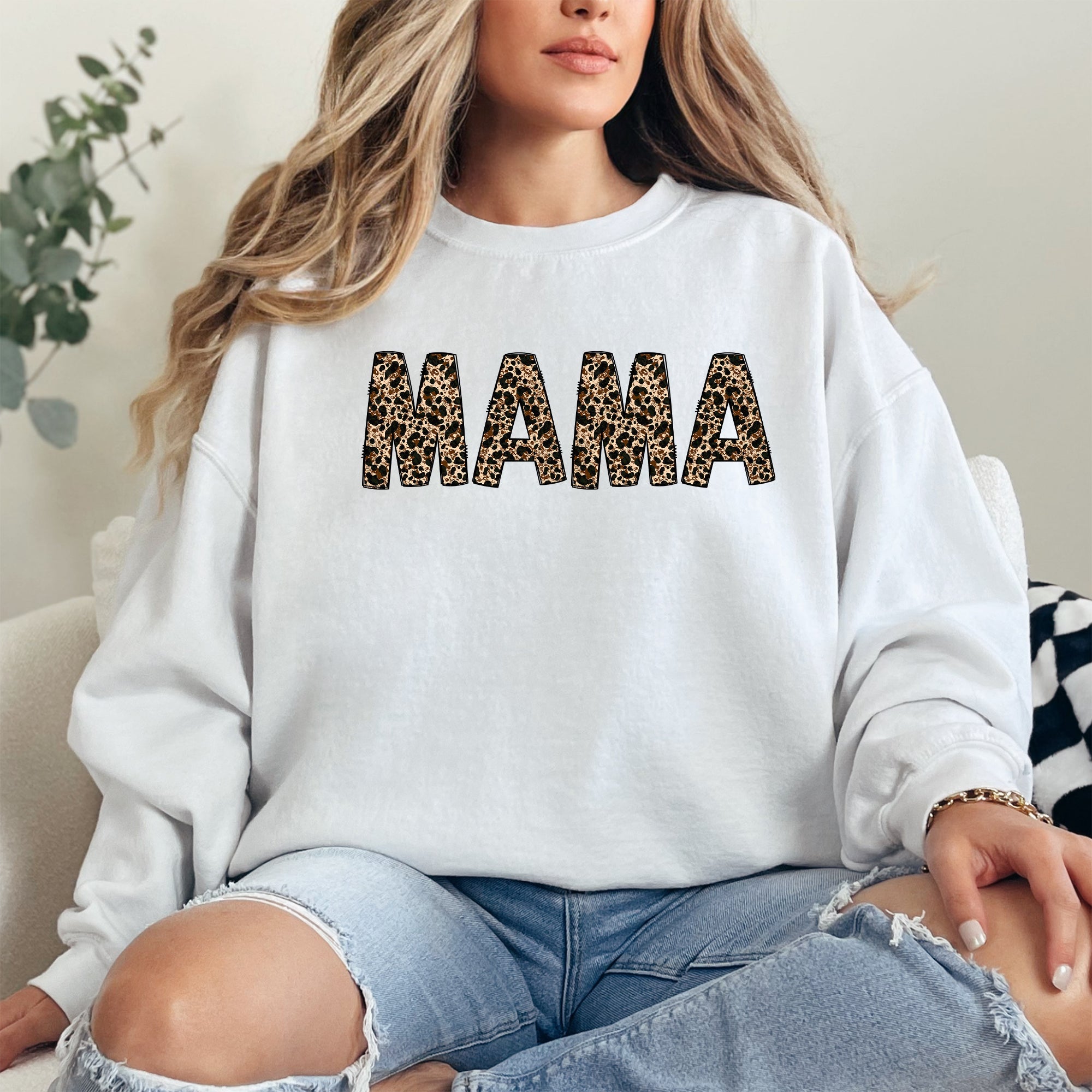 Mama Leopard Print Classic Animal Print Statement For Mother's Day Celebration Edition Sweatshirt