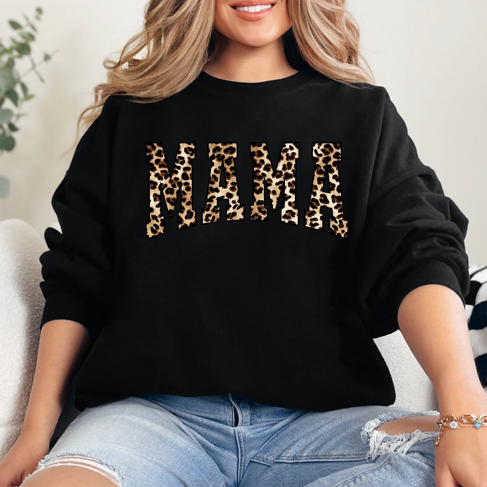 Mama Leopard Print Retro Animal Print Mother's Day Sweatshirt For Everyday Stylish Moms