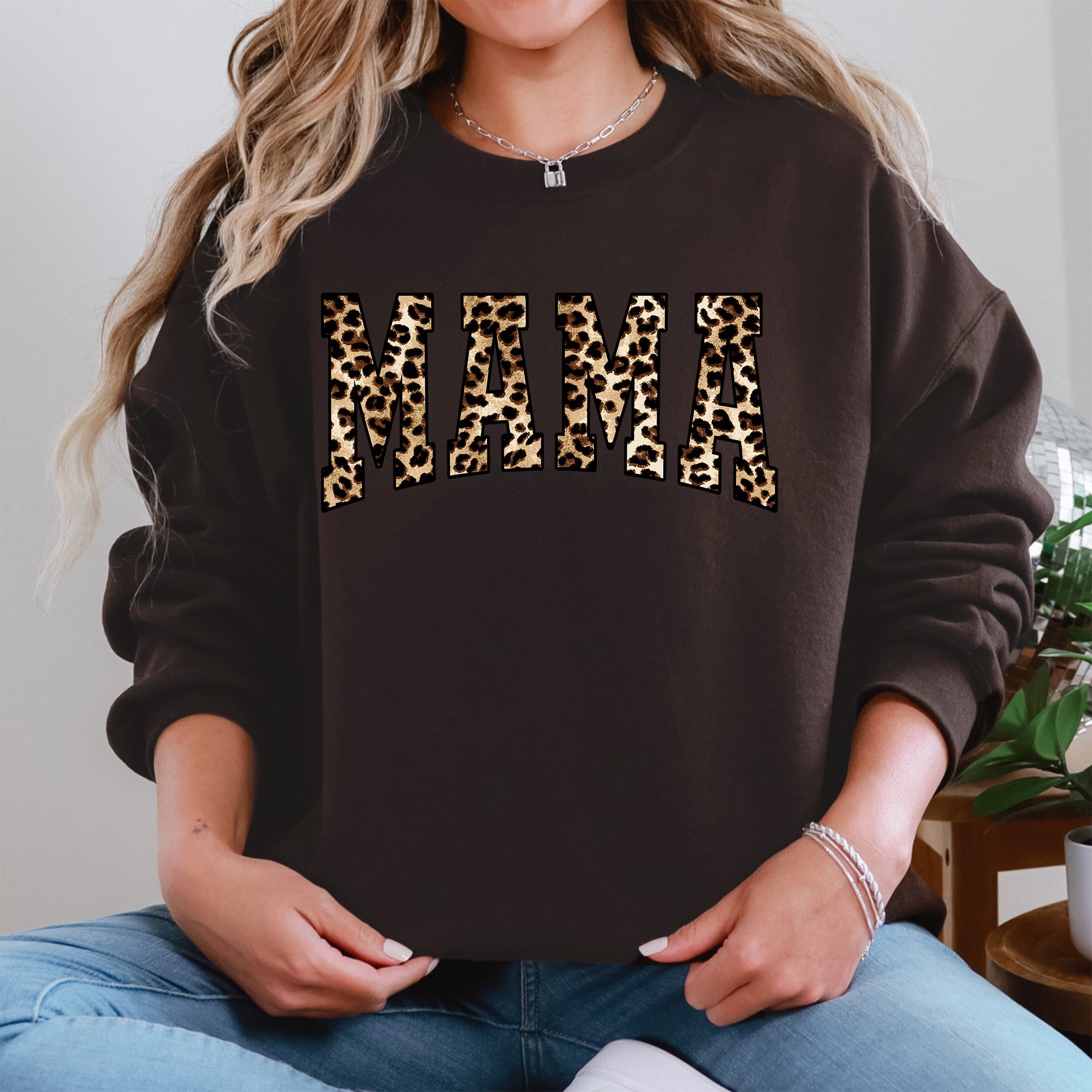 Mama Leopard Print Retro Animal Print Mother's Day Sweatshirt For Everyday Stylish Moms