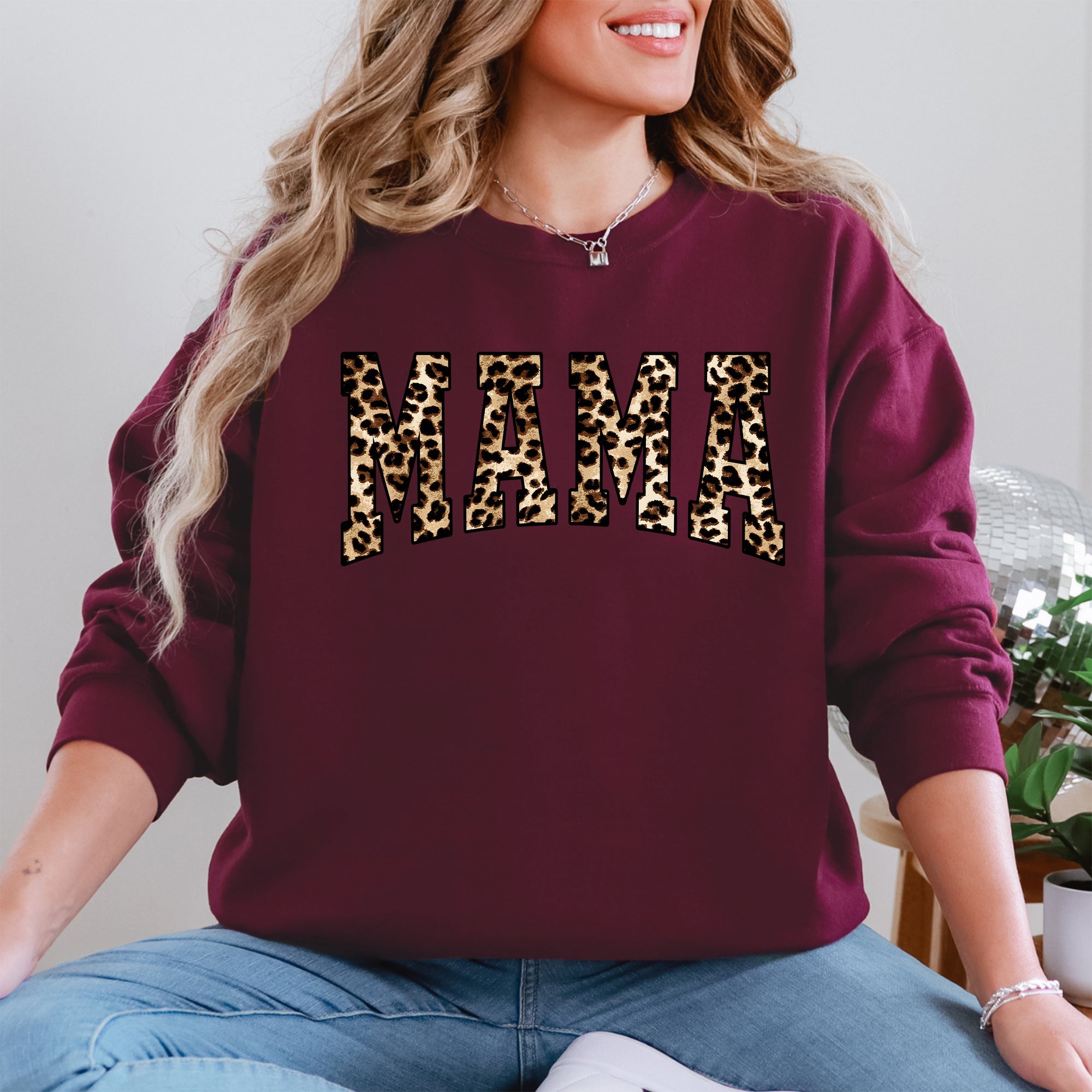Mama Leopard Print Retro Animal Print Mother's Day Sweatshirt For Everyday Stylish Moms