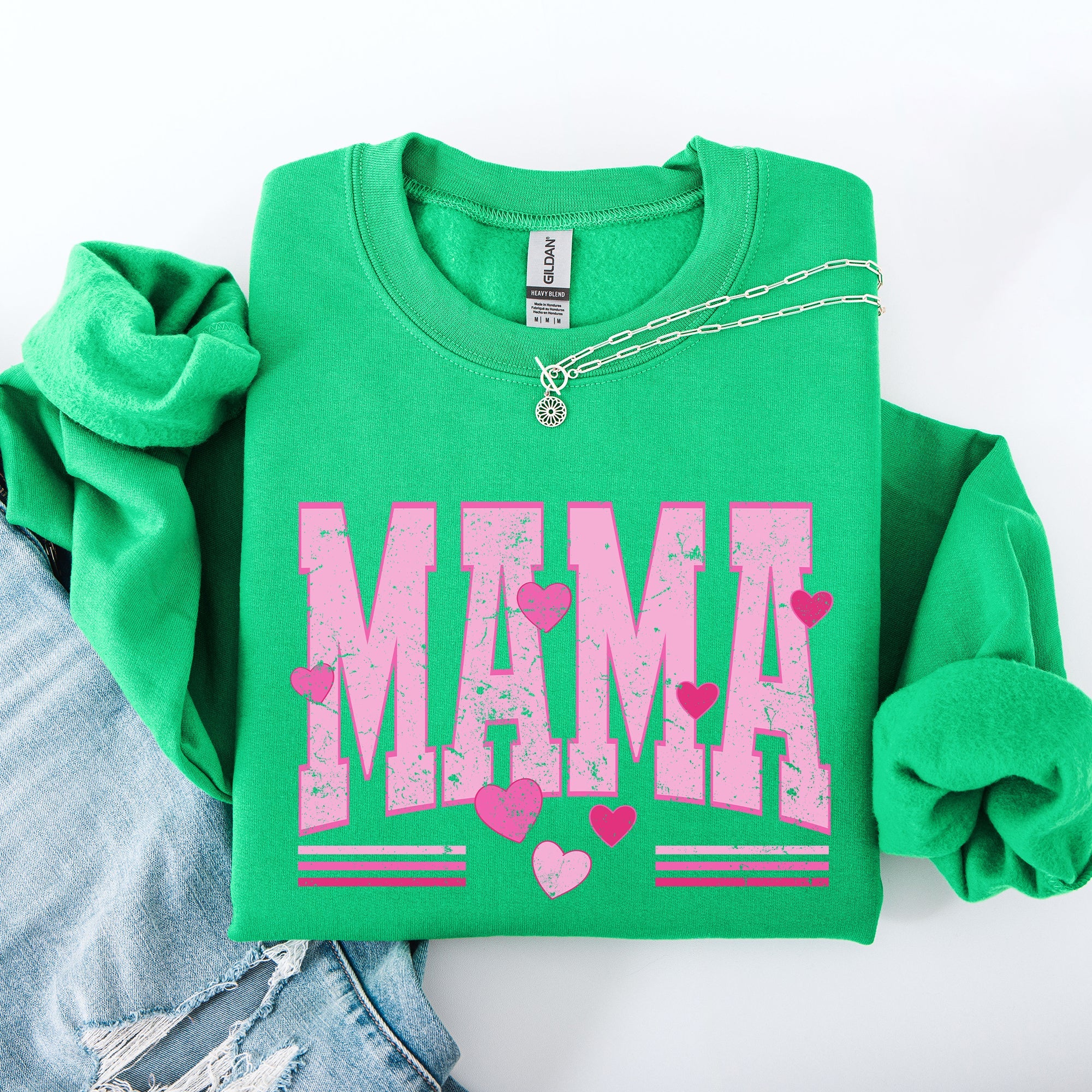 Mama Love Valentine's Day Hearts Stripes Cozy Family Love Message Warmth And Togetherness Theme Sweatshirt