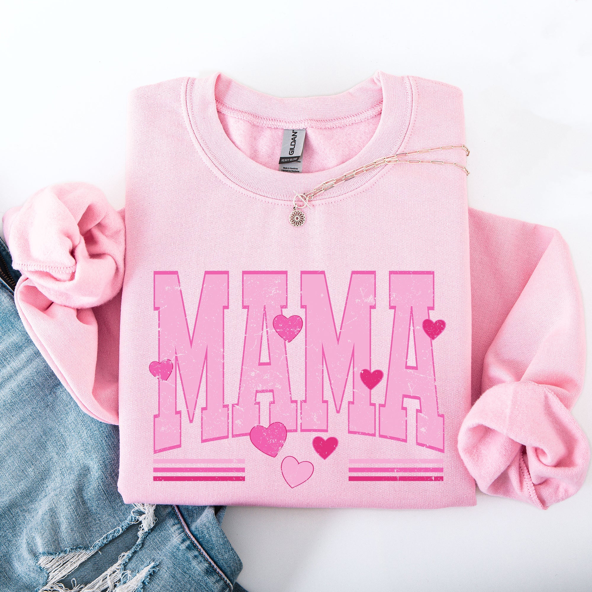 Mama Love Valentine's Day Hearts Stripes Cozy Family Love Message Warmth And Togetherness Theme Sweatshirt