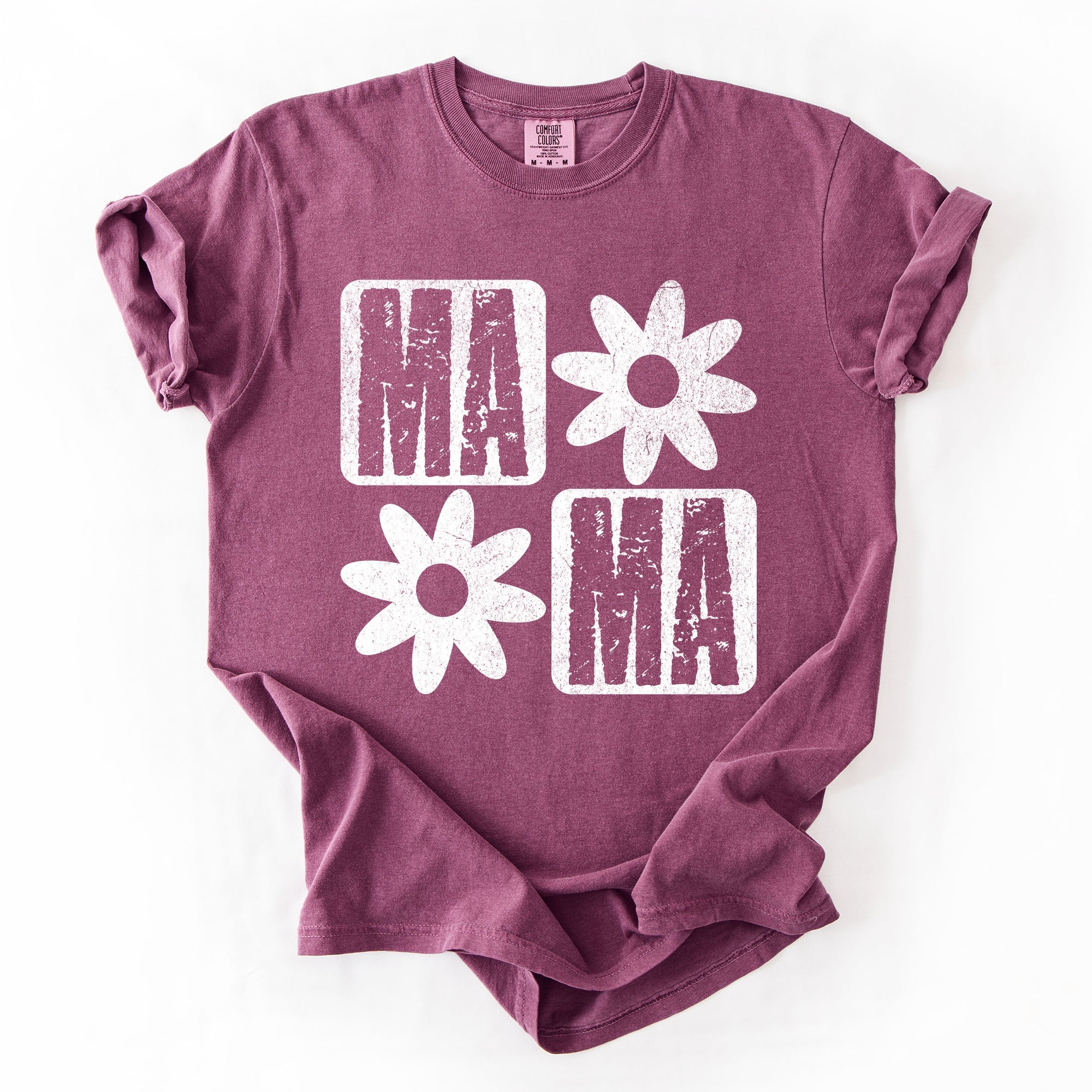 Mama Minimalist Graphic Flowers Mother's Day Floral Message For Moms Comfort Colors Tee