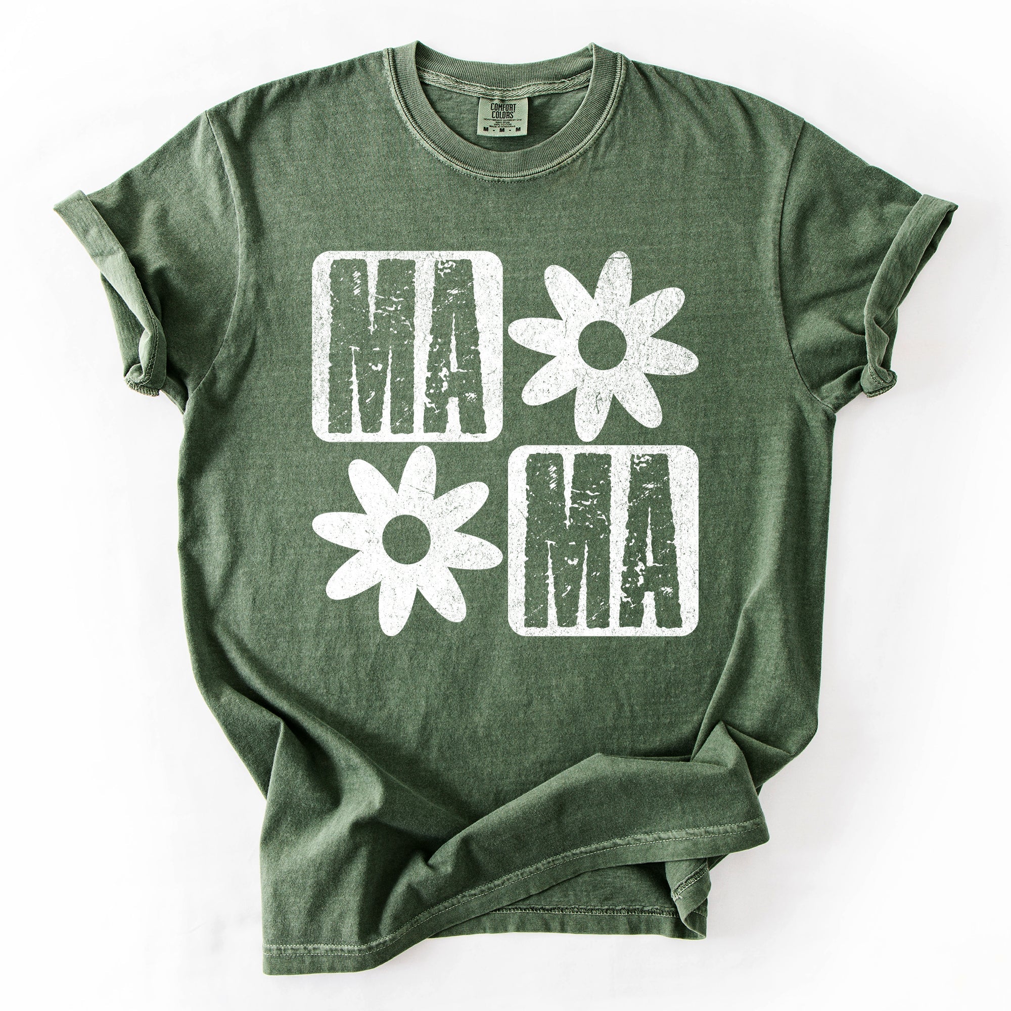 Mama Minimalist Graphic Flowers Mother's Day Floral Message For Moms Comfort Colors Tee