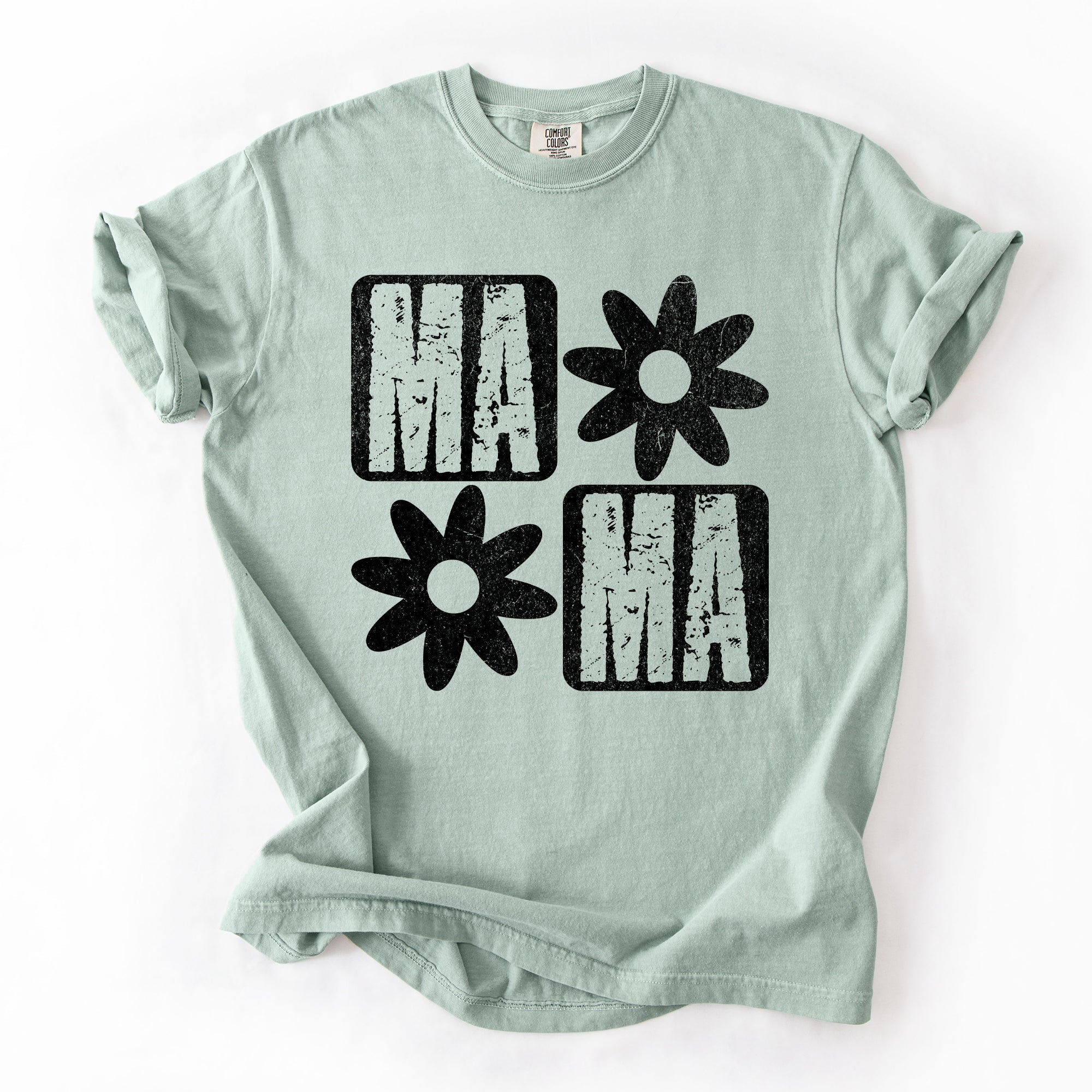 Mama Minimalist Graphic Flowers Mother's Day Floral Message For Moms Comfort Colors Tee